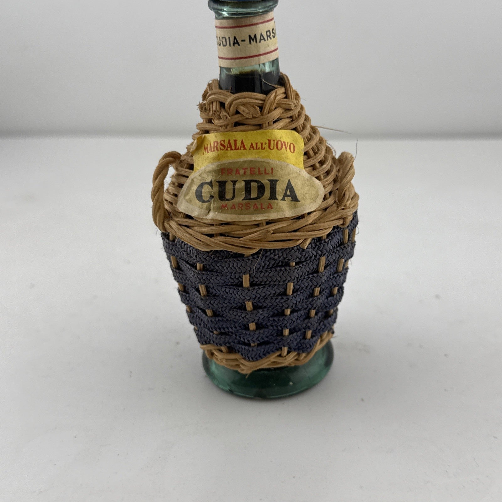 Vintage Fratelli Cudia Marsala all’Uovo Miniature Wicker Bottle