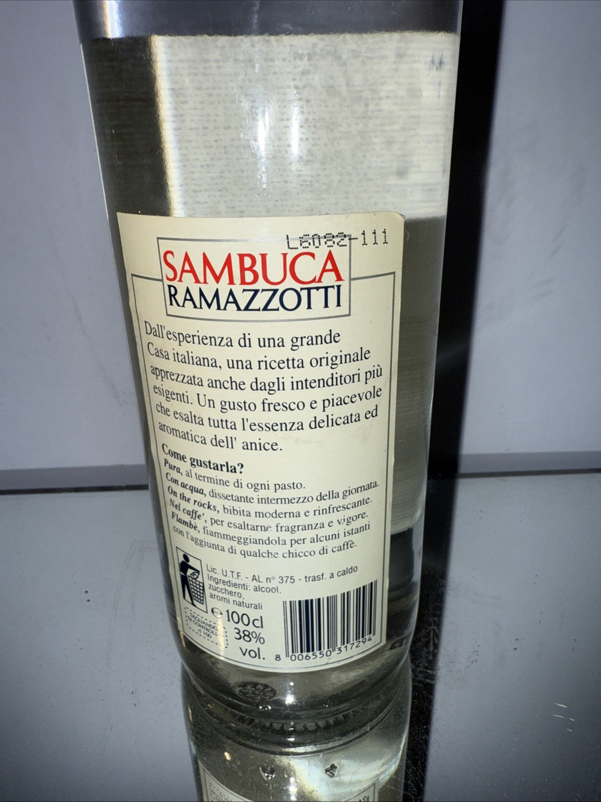 1L bottle of Ramazzotti Sambuca 38% Abv