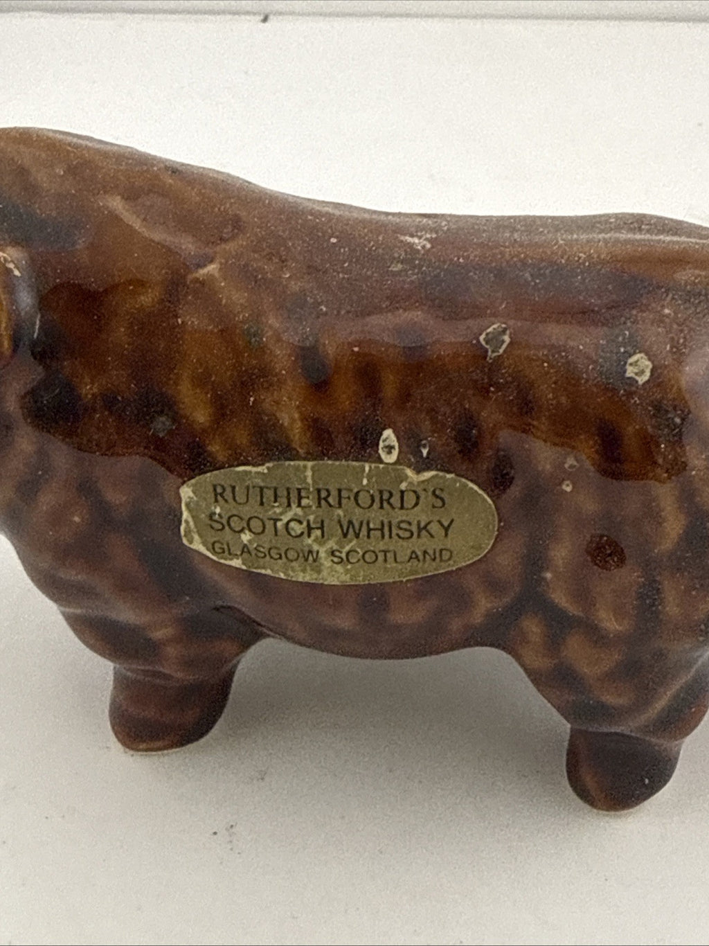 Vintage Rutherford’s Scotch Whisky Sheep Ceramic Decanter Glasgow Scotland