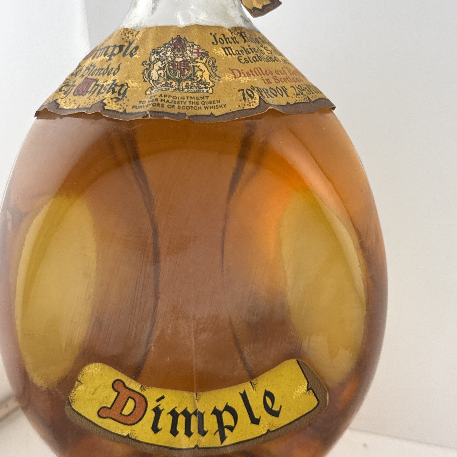Haig Dimple 70 Proof Blended Scotch Whisky 1970s Pinch Bottle