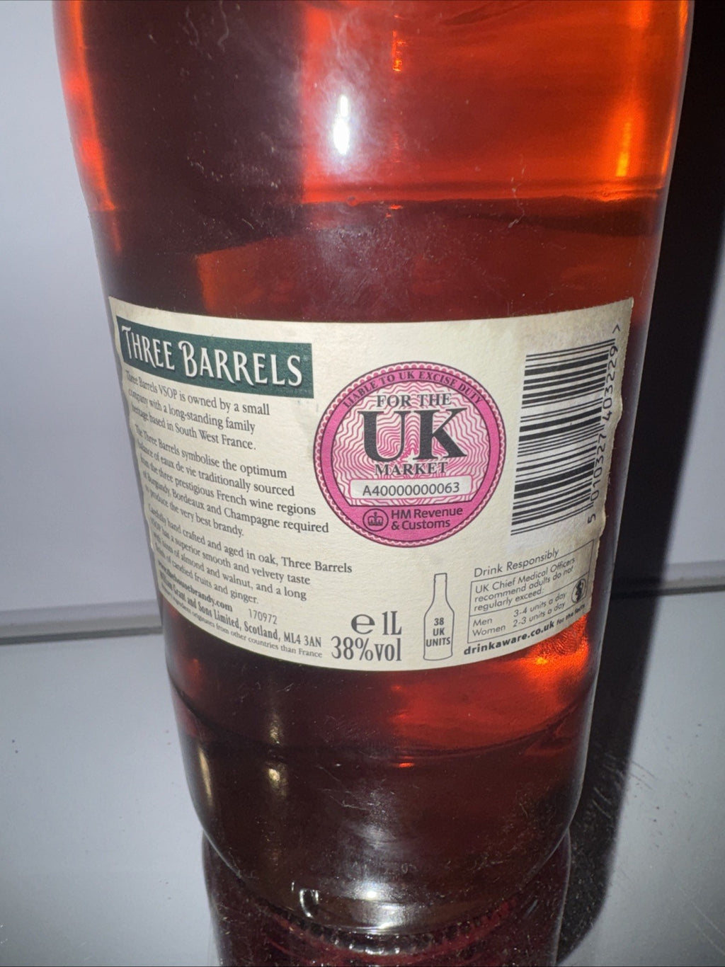 Three Barrels VSOP Cognac 100cl