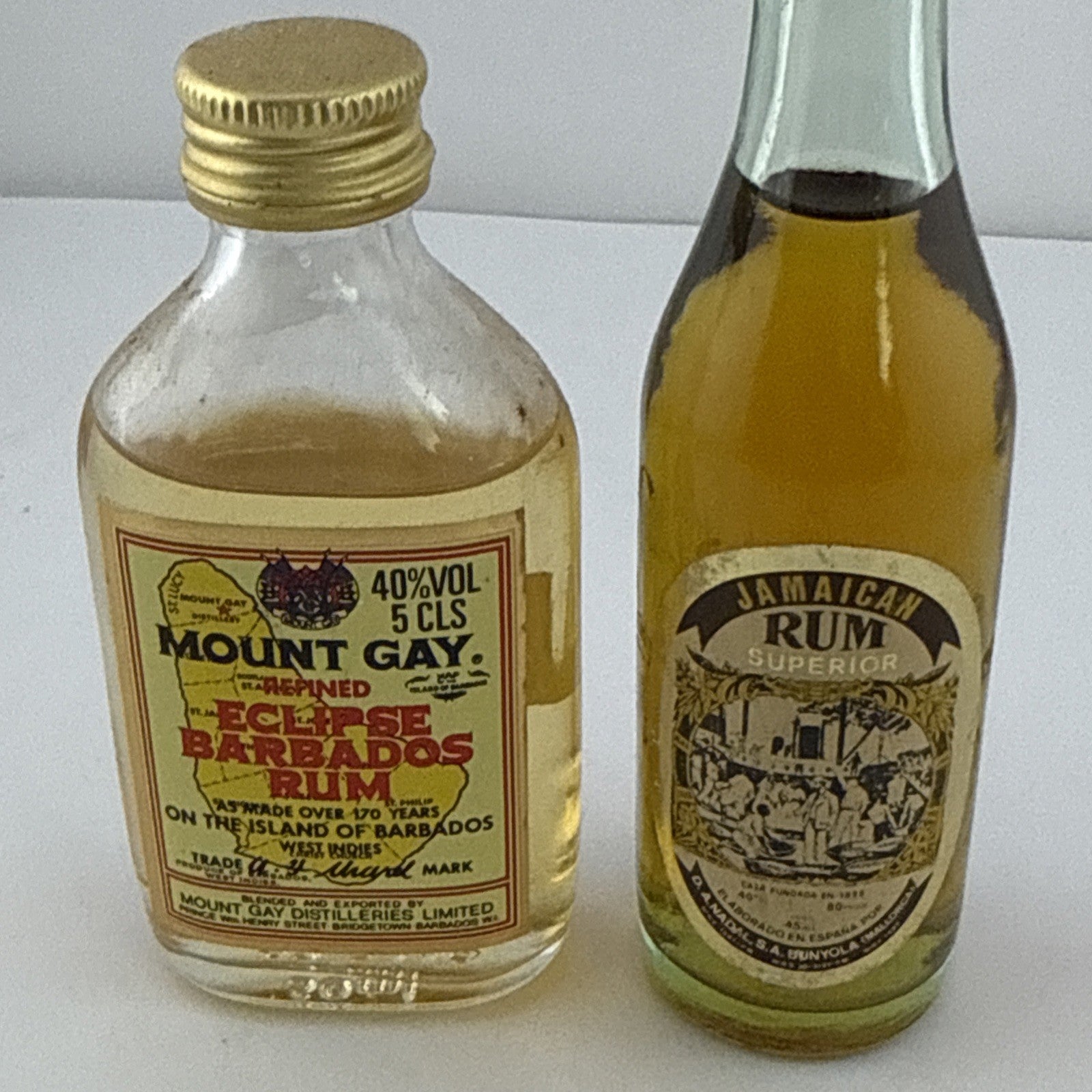 Vintage 1980s Mount Gay Eclipse Barbados Rum & Jamaican Rum Miniatures 5cl