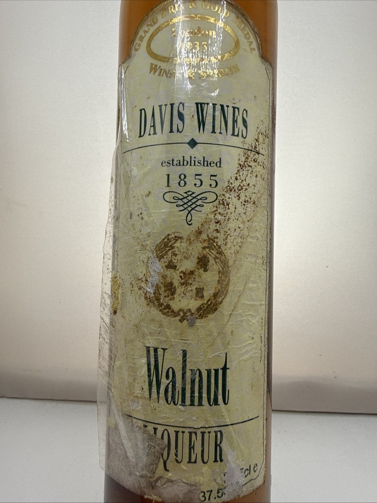 Davis Wines Walnut Liqueur – 37.5% ABV. Vintage-style discontinued bottling