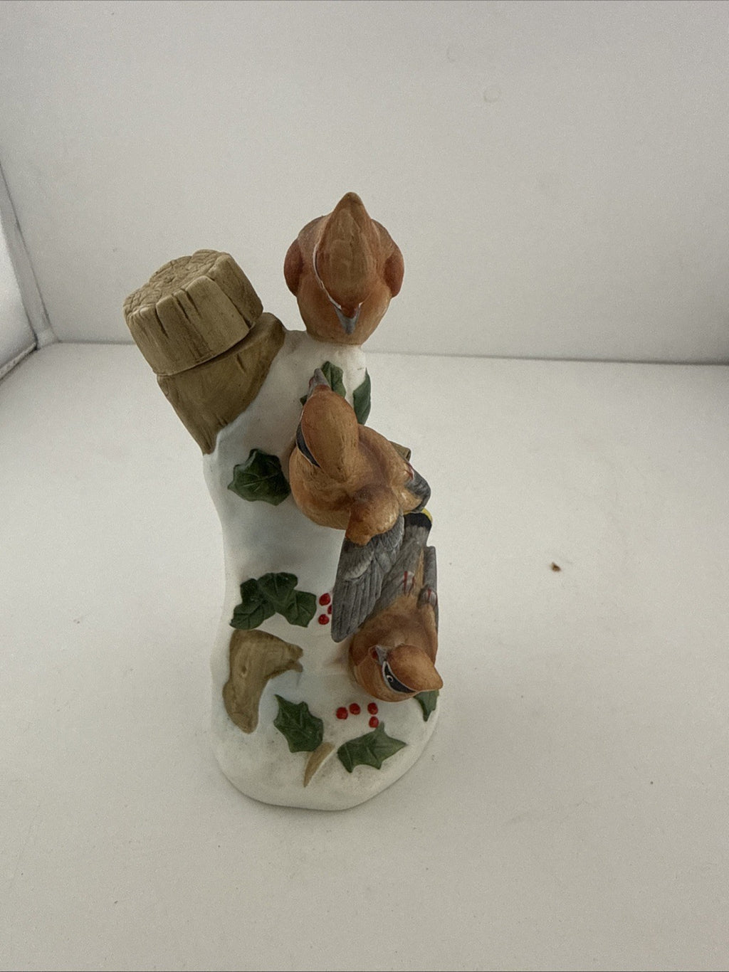 Vintage 1985 Ski Country Cedar Waxwings Ceramic Bird Decanter Figurine Empty