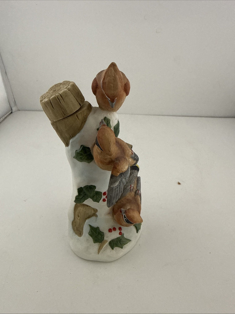 Vintage 1985 Ski Country Cedar Waxwings Ceramic Bird Decanter Figurine Empty
