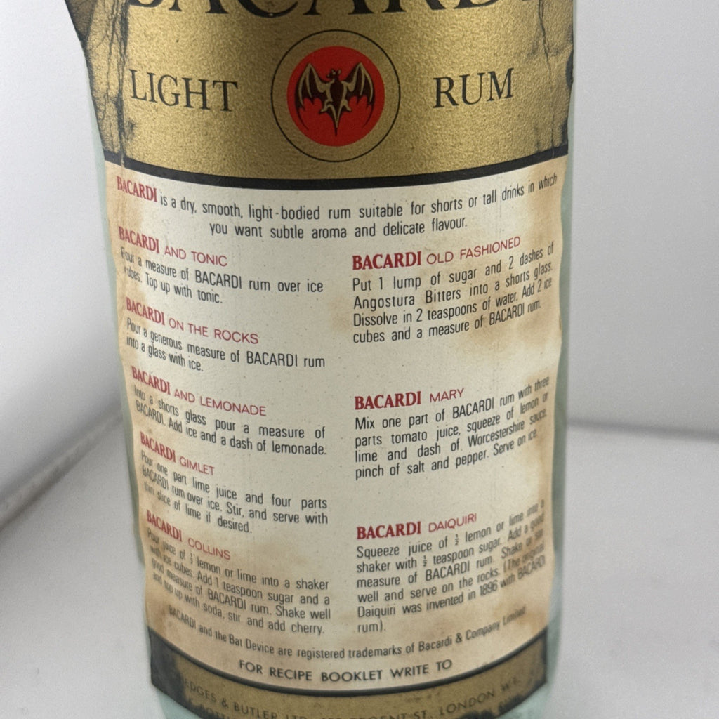 Vintage Bacardi Superior Carta Blanca Light-Dry Rum from the late 1970s Full