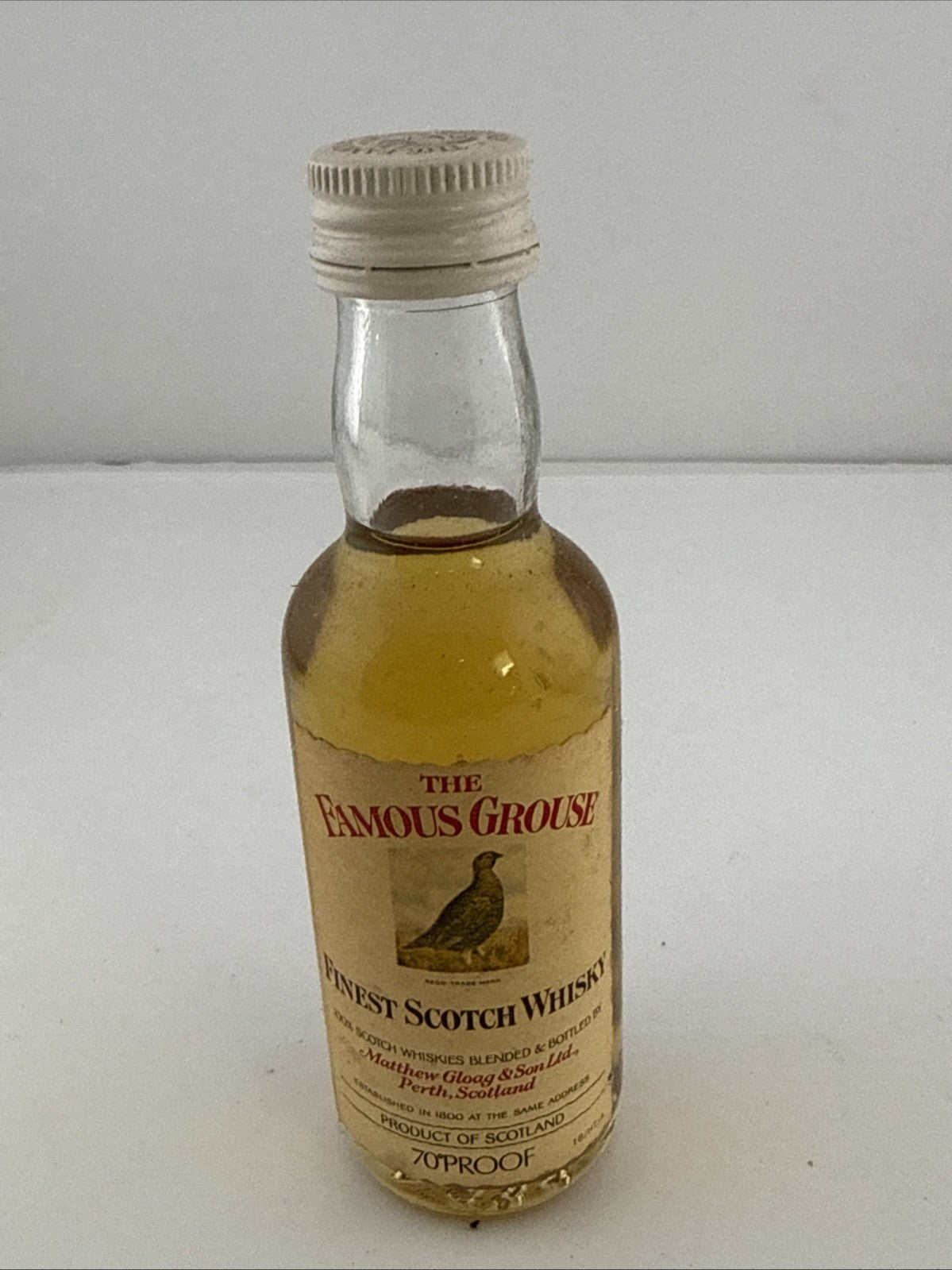 Vintage Famous Grouse Whisky Miniature 70 Proof 1970s Scotland