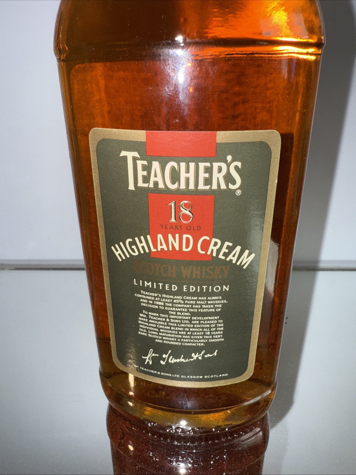 Teachers 18 Year Old Highland cream bottled 1980s For Export