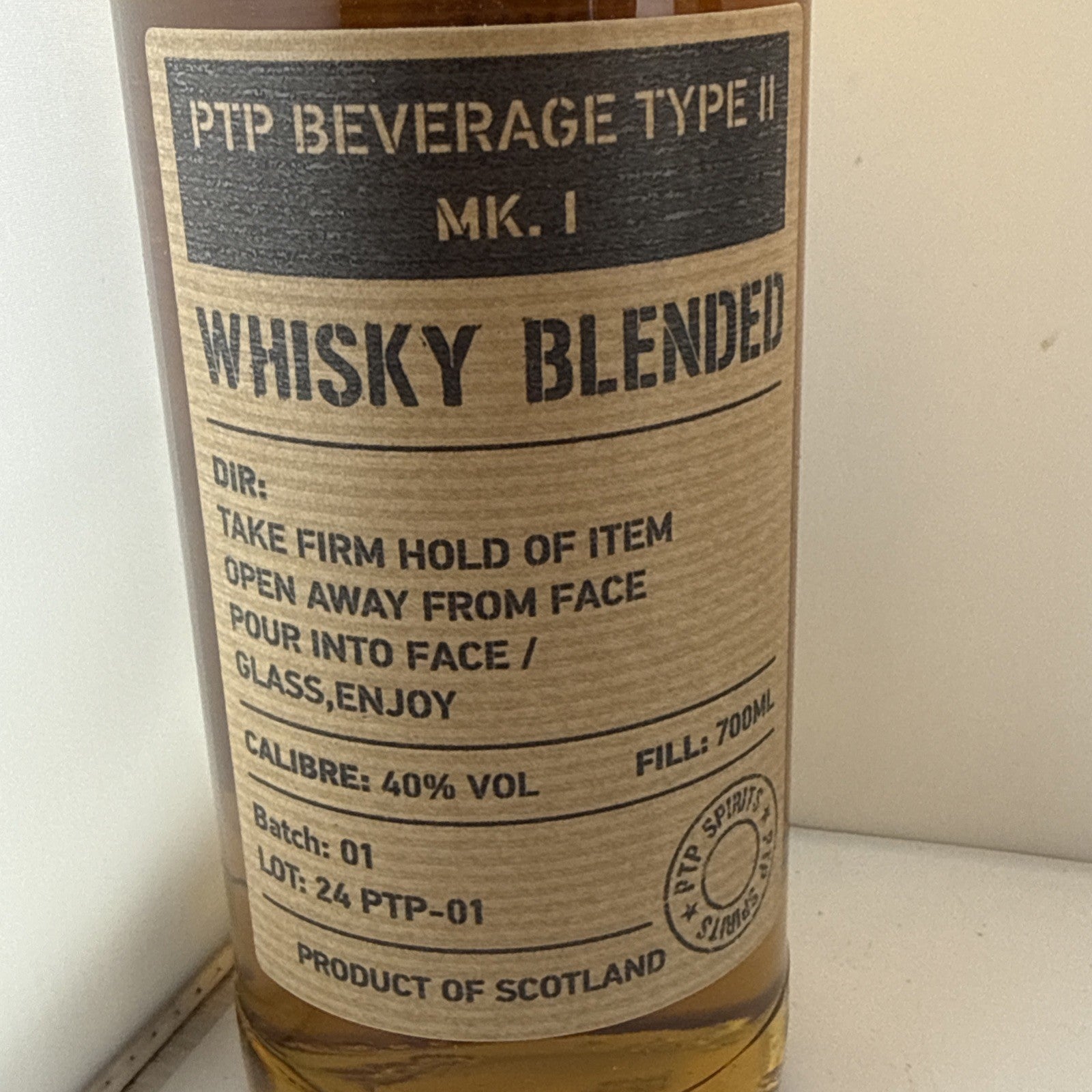 Pull The Pin Blended Whisky 70cl 40% ABV Military Brand
