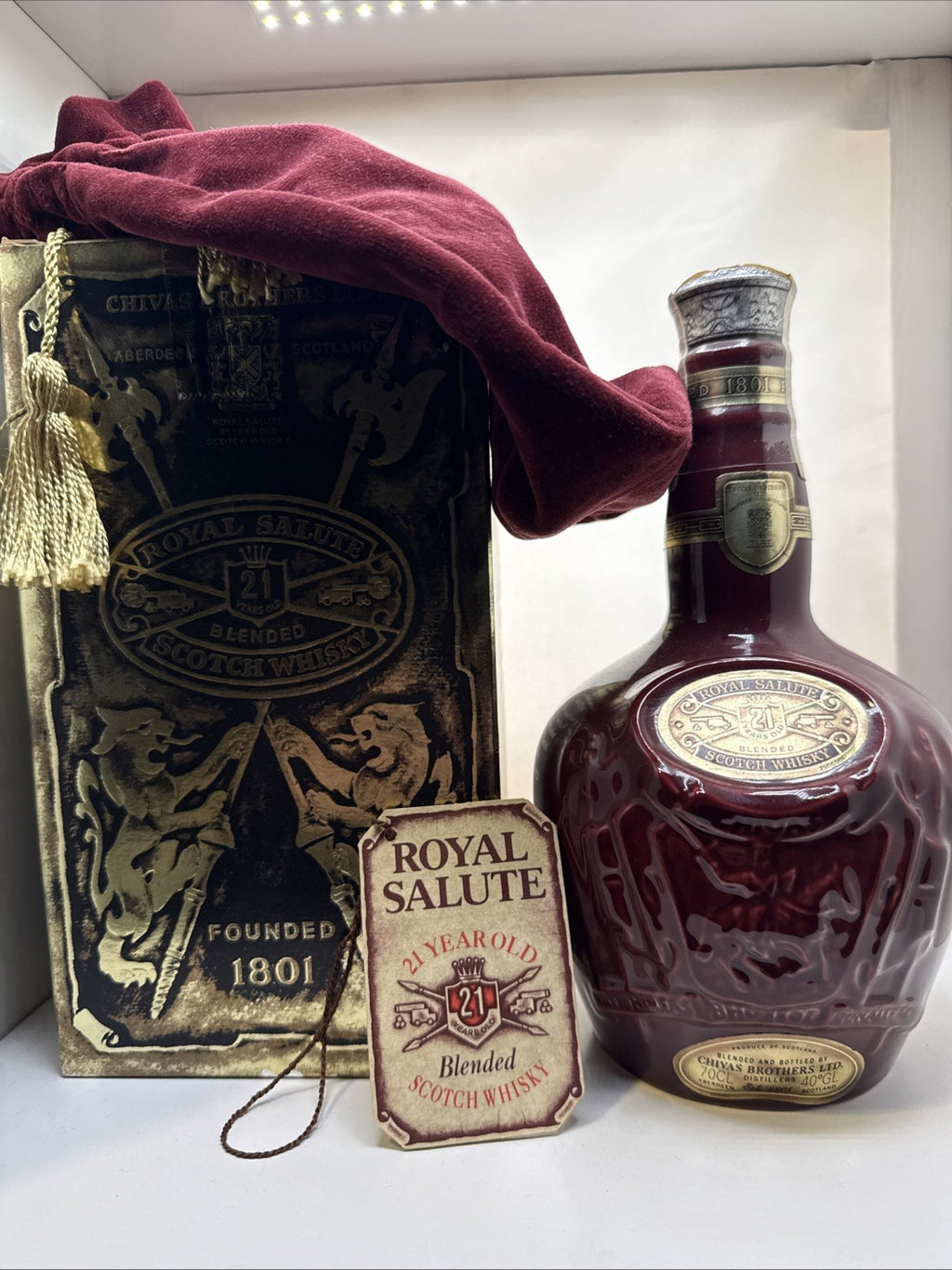 Vintage 1990s Royal Salute 21 Year Old Red Ceramic Decanter 70cl 40%