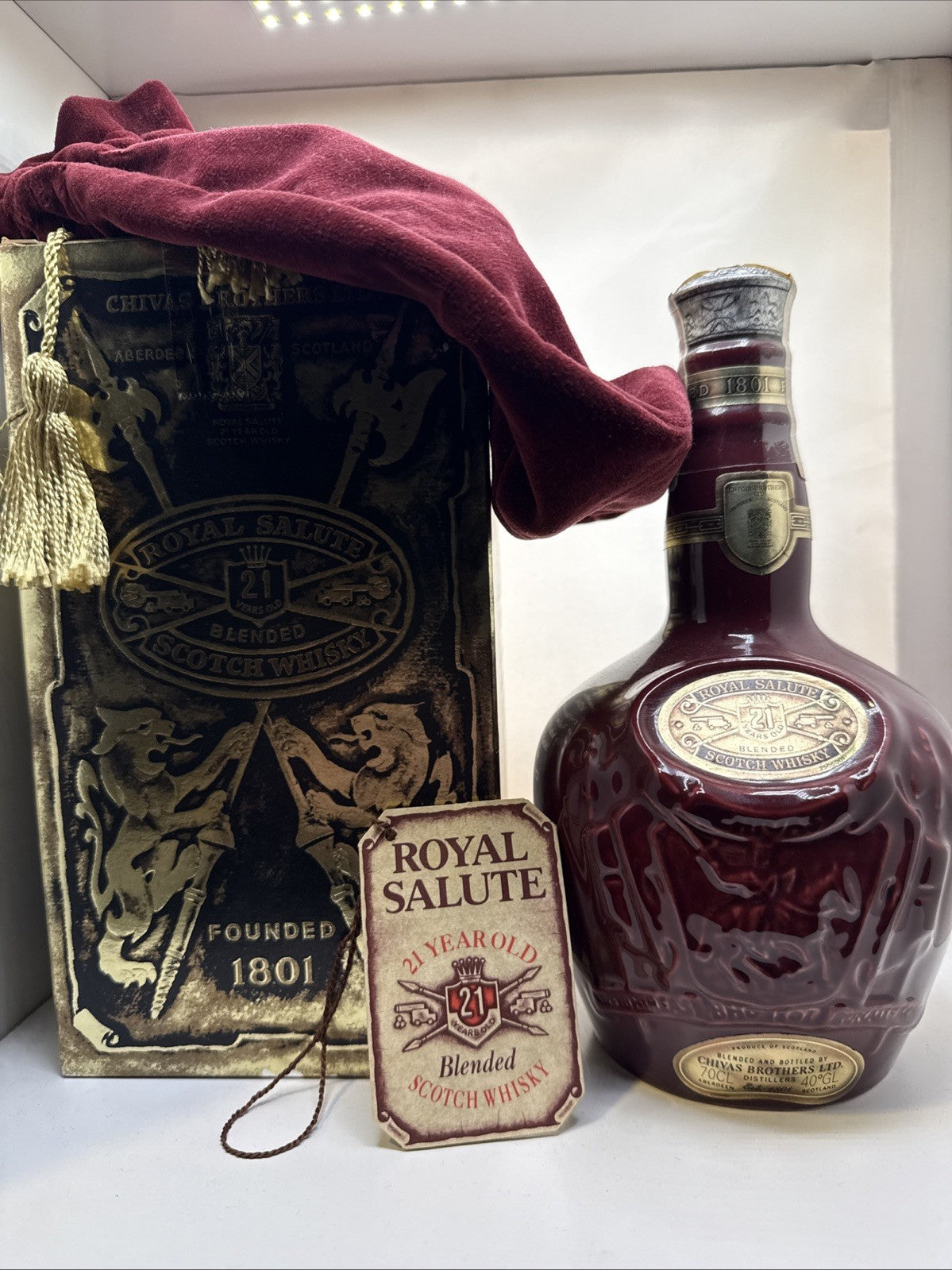 Vintage 1990s Royal Salute 21 Year Old Red Ceramic Decanter 70cl 40%