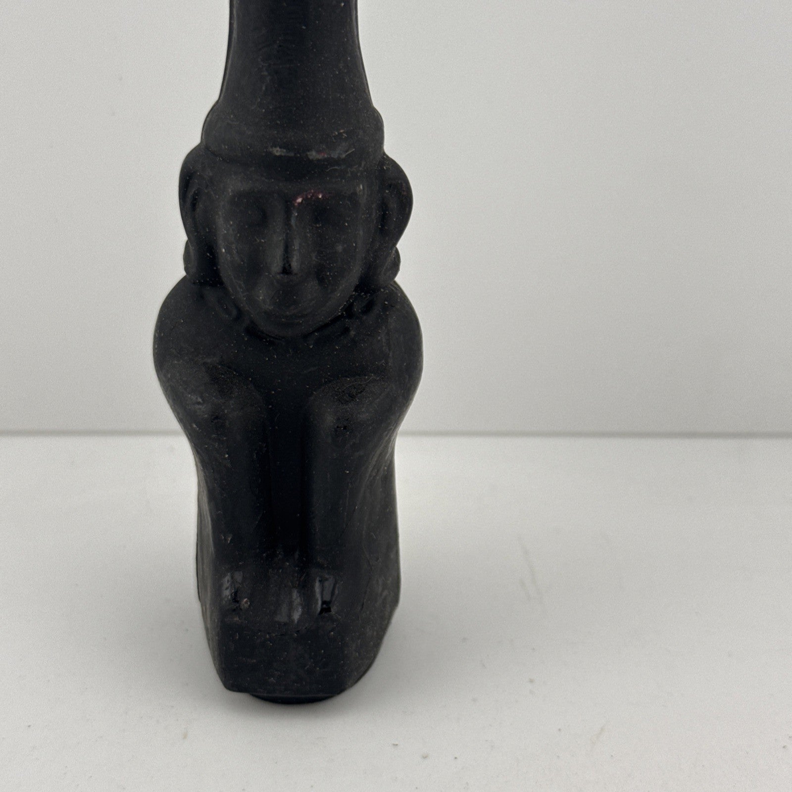 1950s–60s black glass figural bottle miniature, full