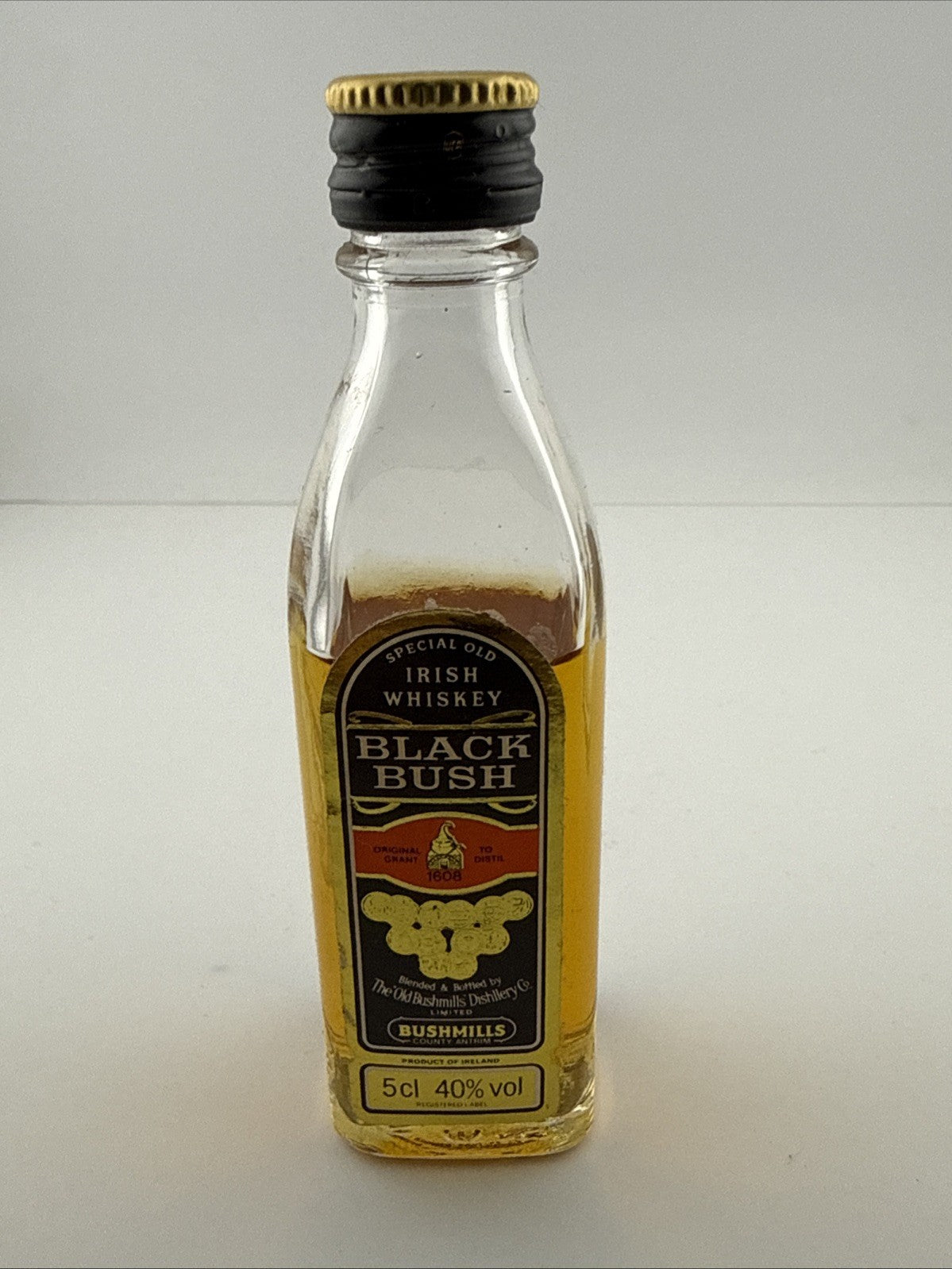 Vintage Bushmills Black Bush Irish Whiskey Miniature c.1980s–1990s 5 cl