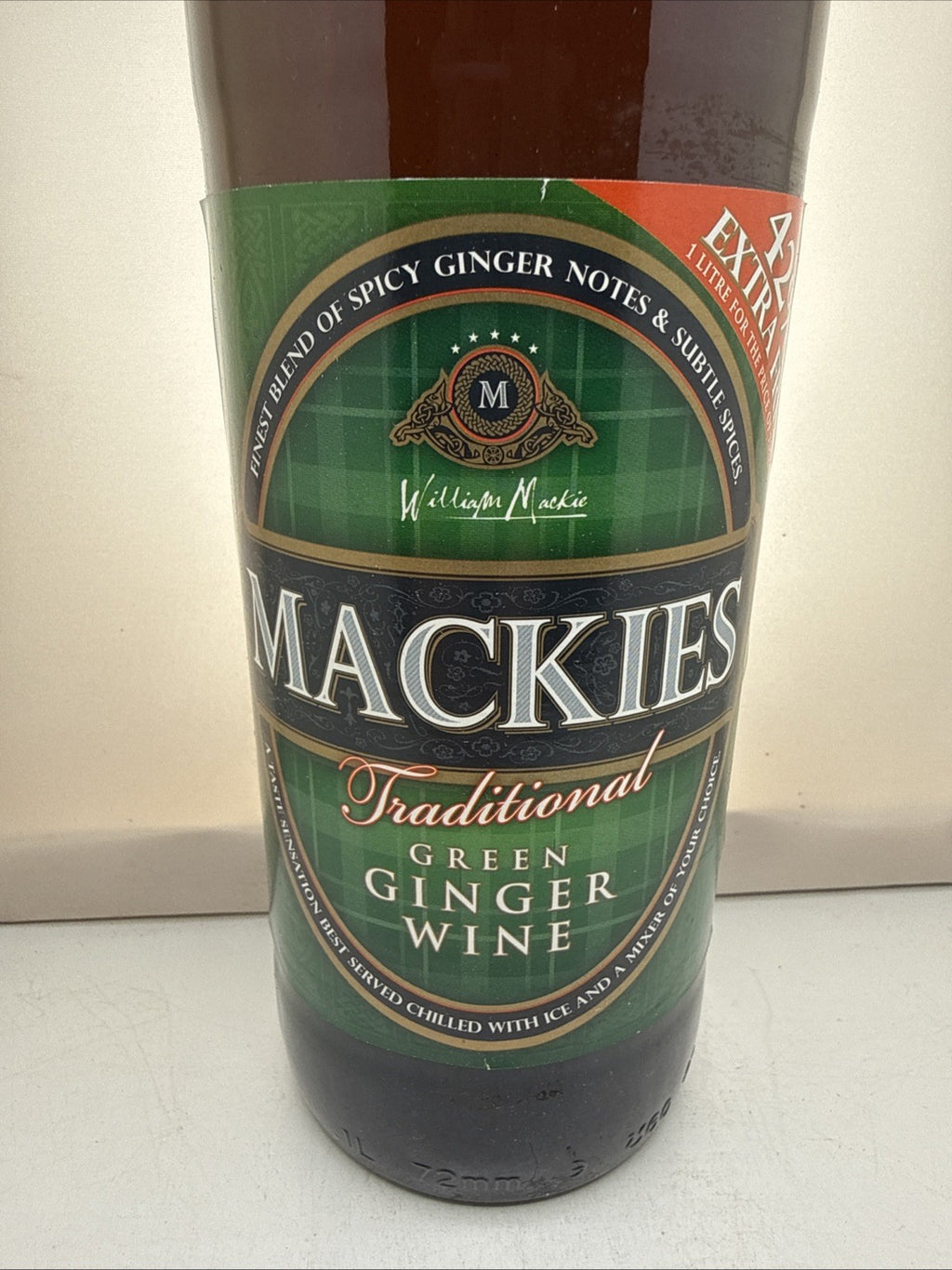 Mackies Traditional Green Ginger Wine 1 Litre — Extra Large Bottle — Spiced