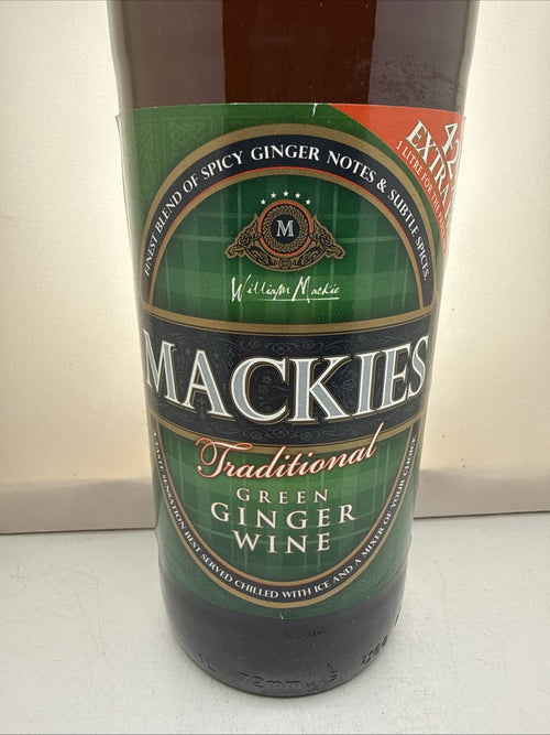 Mackies Traditional Green Ginger Wine 1 Litre — Extra Large Bottle — Spiced