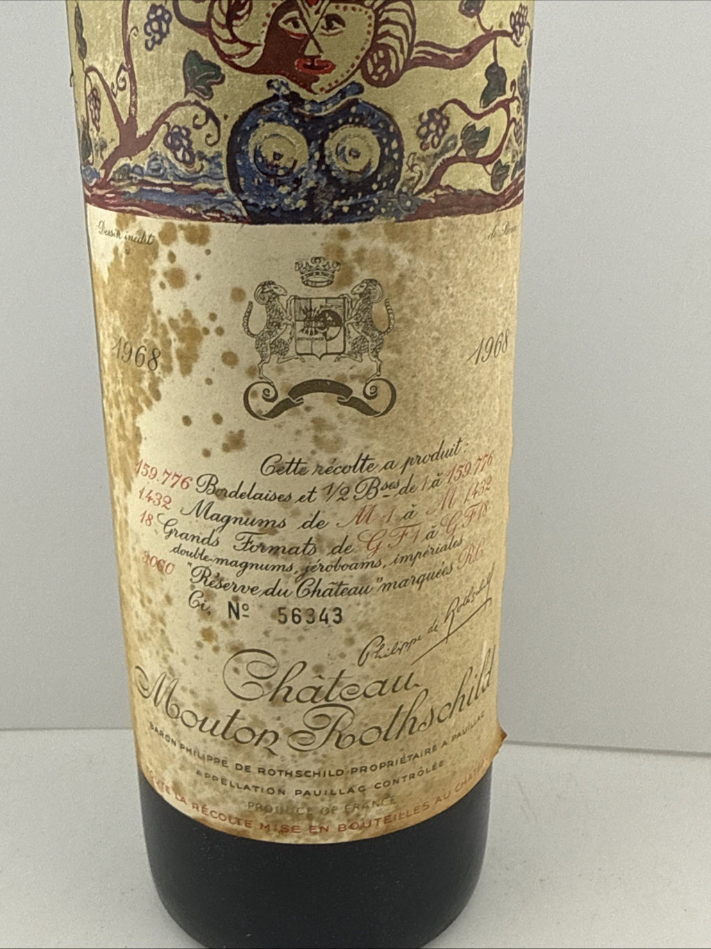 Château Mouton Rothschild 1968 – Pauillac 1er Grand Cru Classé (Bordeaux).