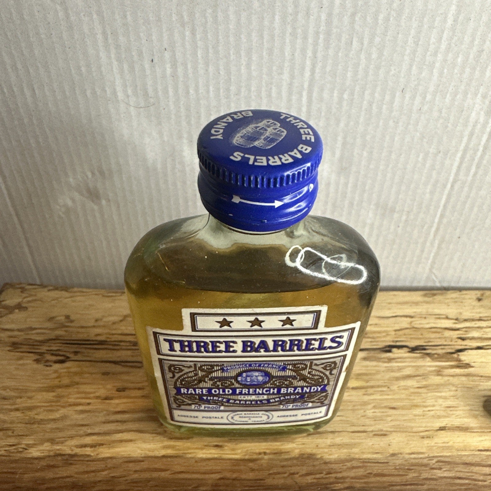 Three Barrels Rare Old French Brandy Miniature 1960s