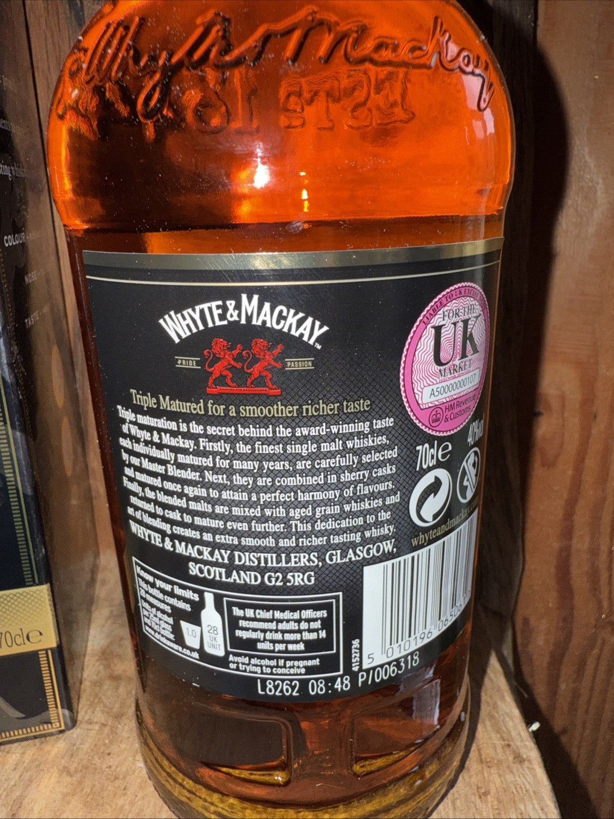 Whyte & Mackay triple matured Blended scotch whisky 1980s bottle