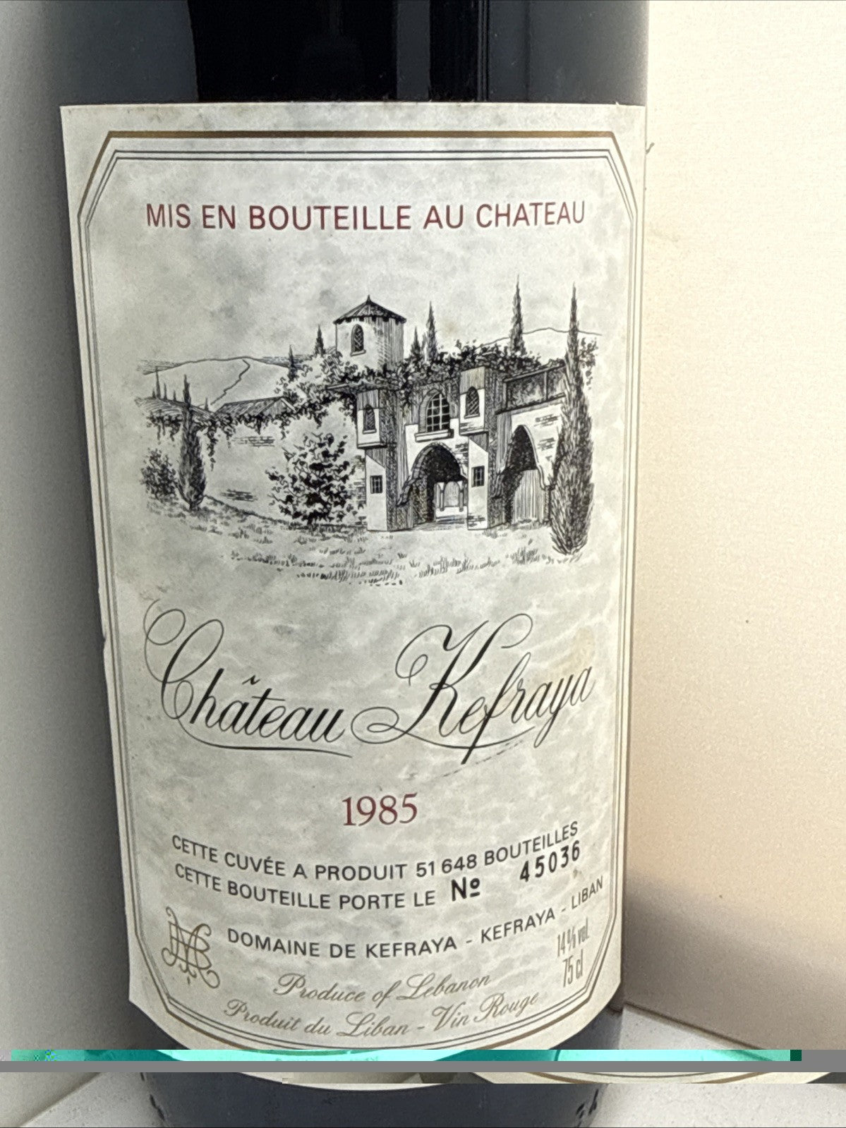 Château Kefraya 1985 Lebanese Red Wine 75cl 14% Rare Vintage Bottom Neck Level