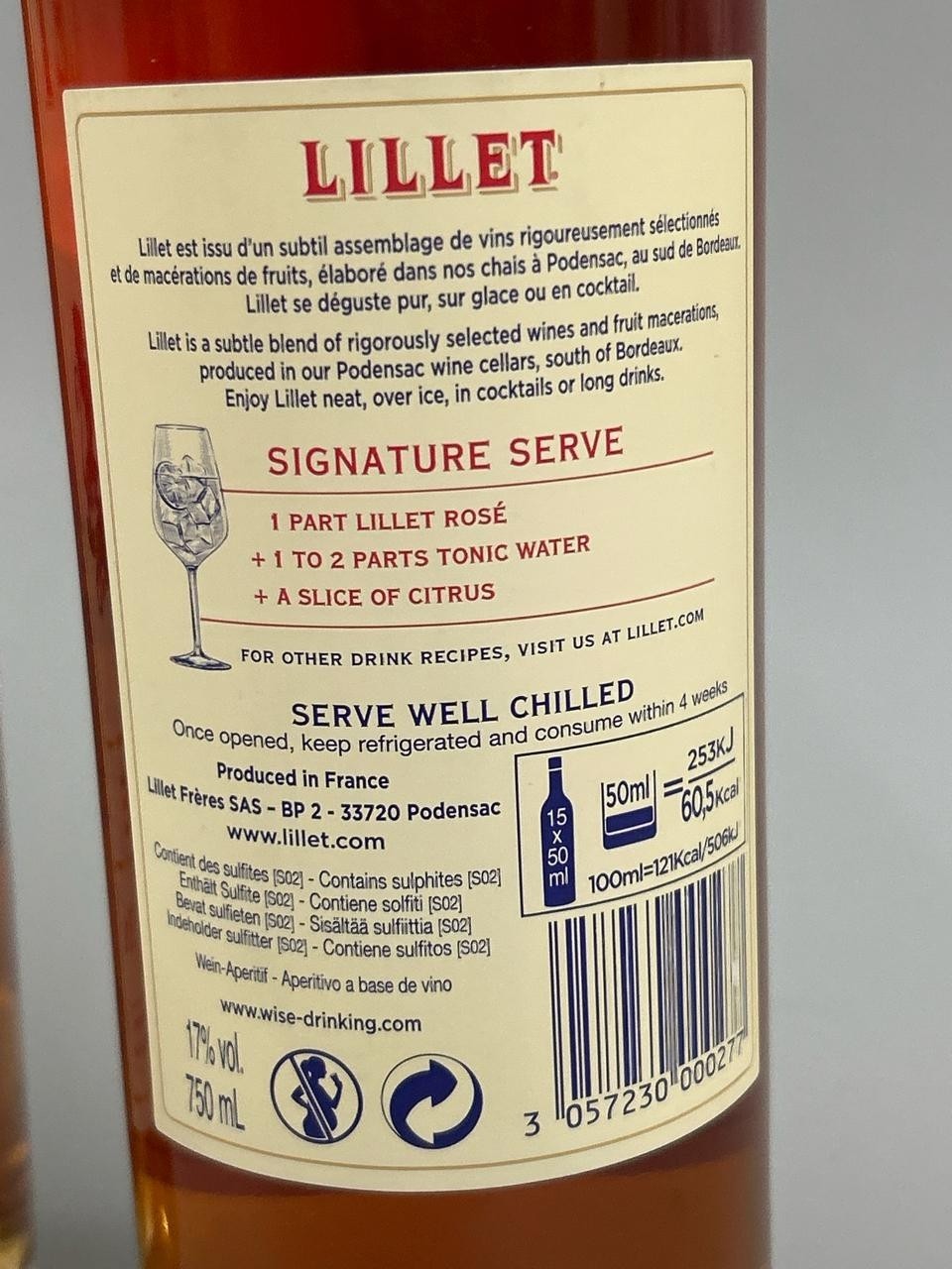 LILLET ROSE / 750ML / 17%  cheapest on internet!