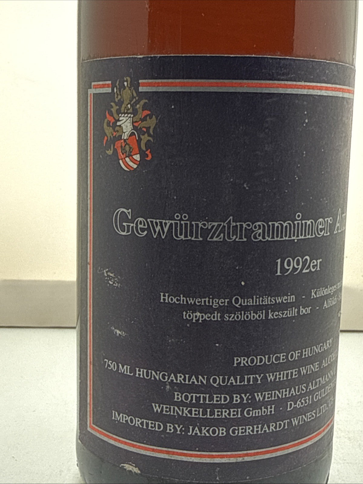 Pieroth‑bottled Hungarian Gewürztraminer Ausbruch 1992 Drinks Beautifully!