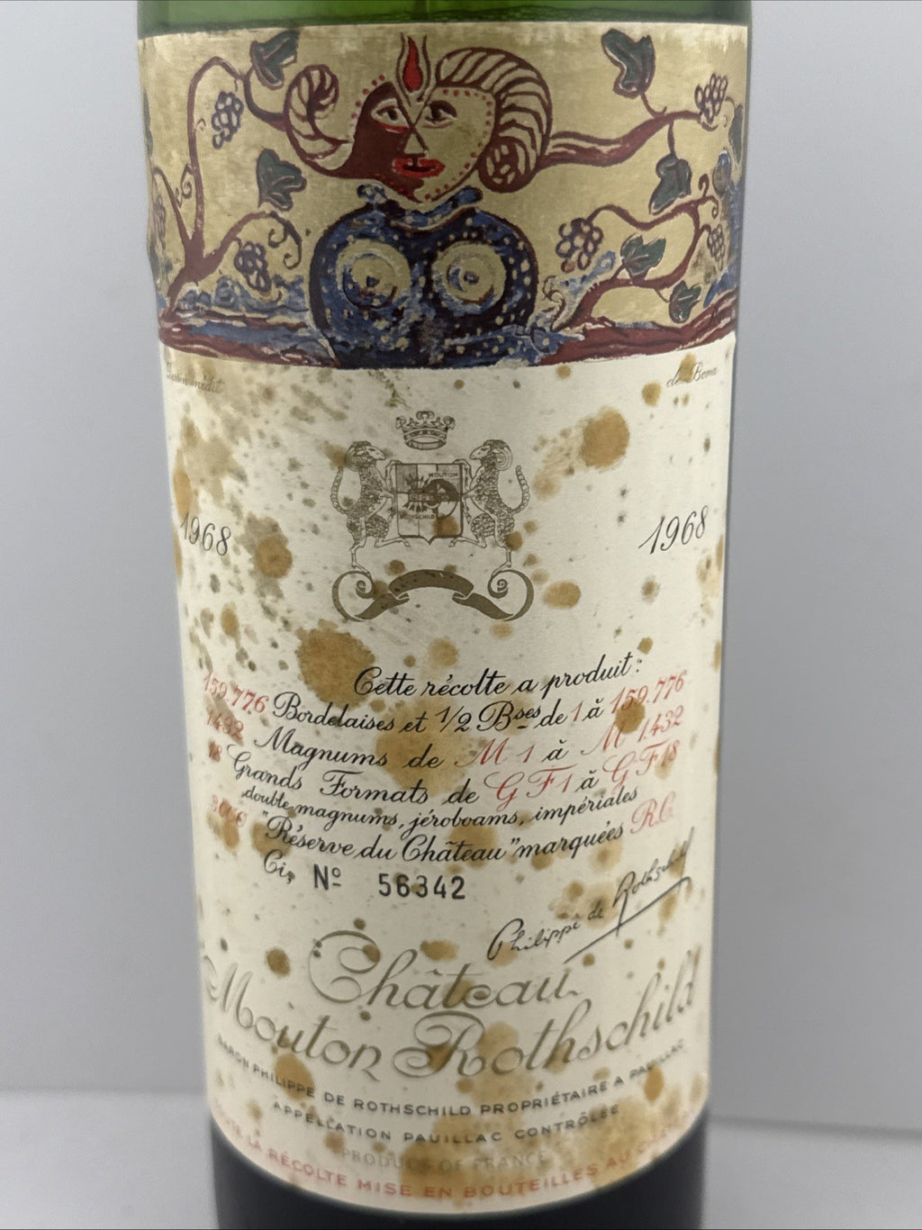 Château Mouton Rothschild 1968 – Pauillac 1er Grand Cru Classé (Bordeaux).