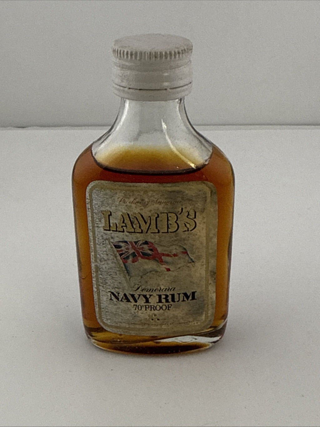 Vintage Lamb’s Navy Rum Miniature 70 Proof Demerara 1970s Full