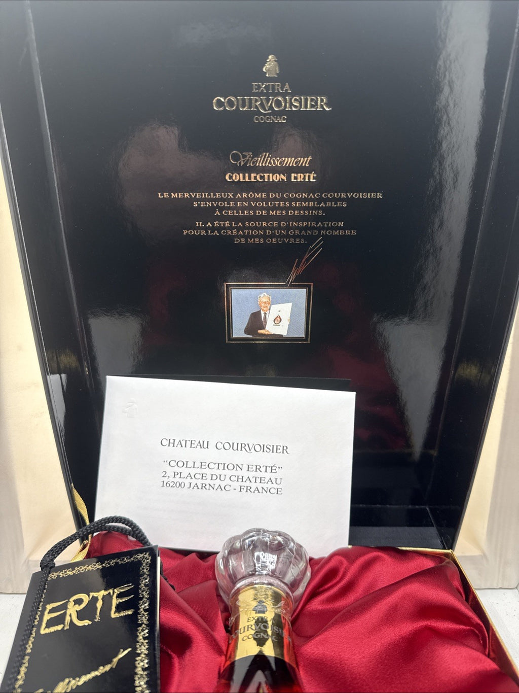 Courvoisier Erté No.4 — "Vieillissement" (Aging) — Complete box, cert. & tag