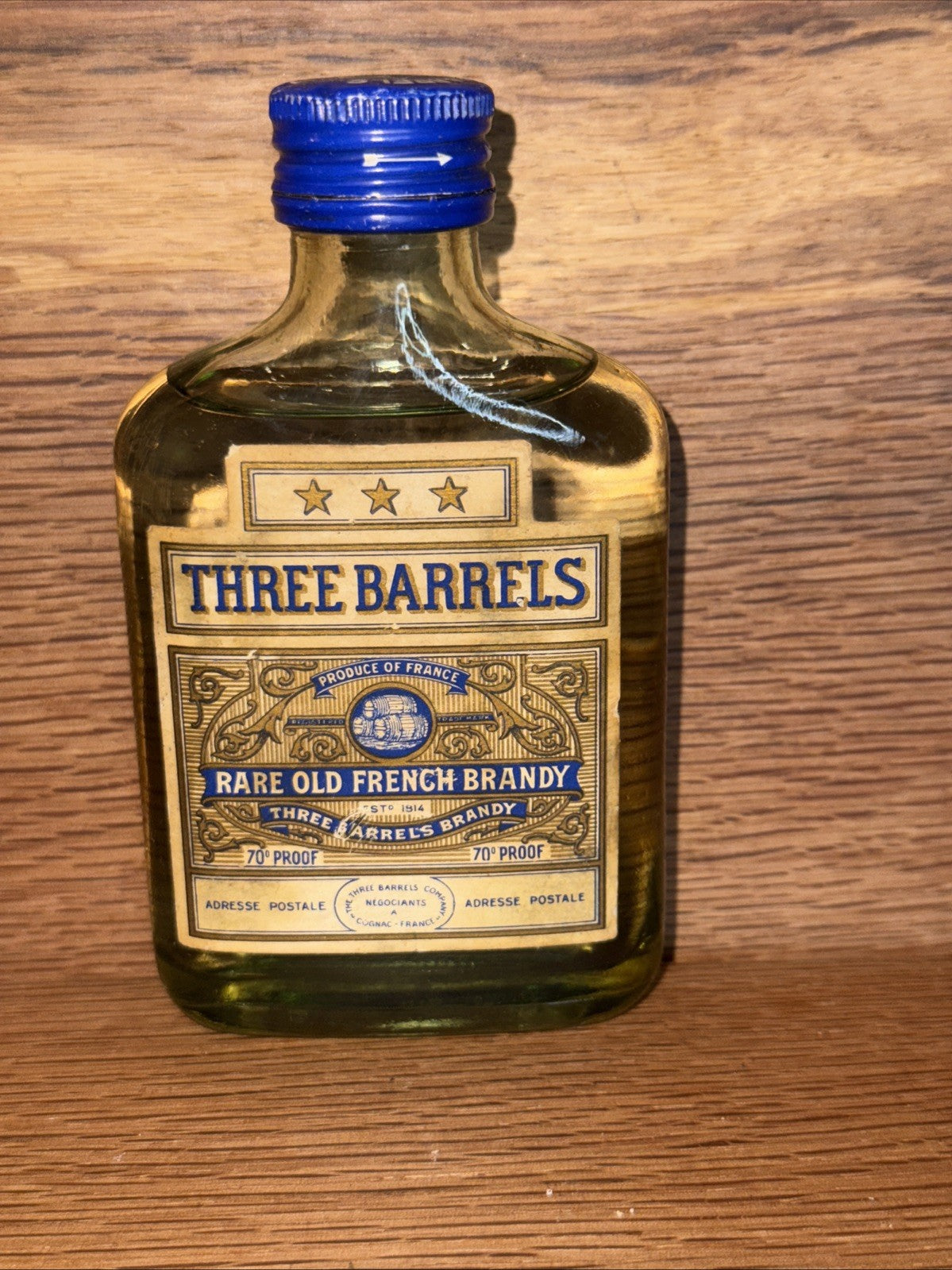 Three Barrels Large 1970s Whisky miniature