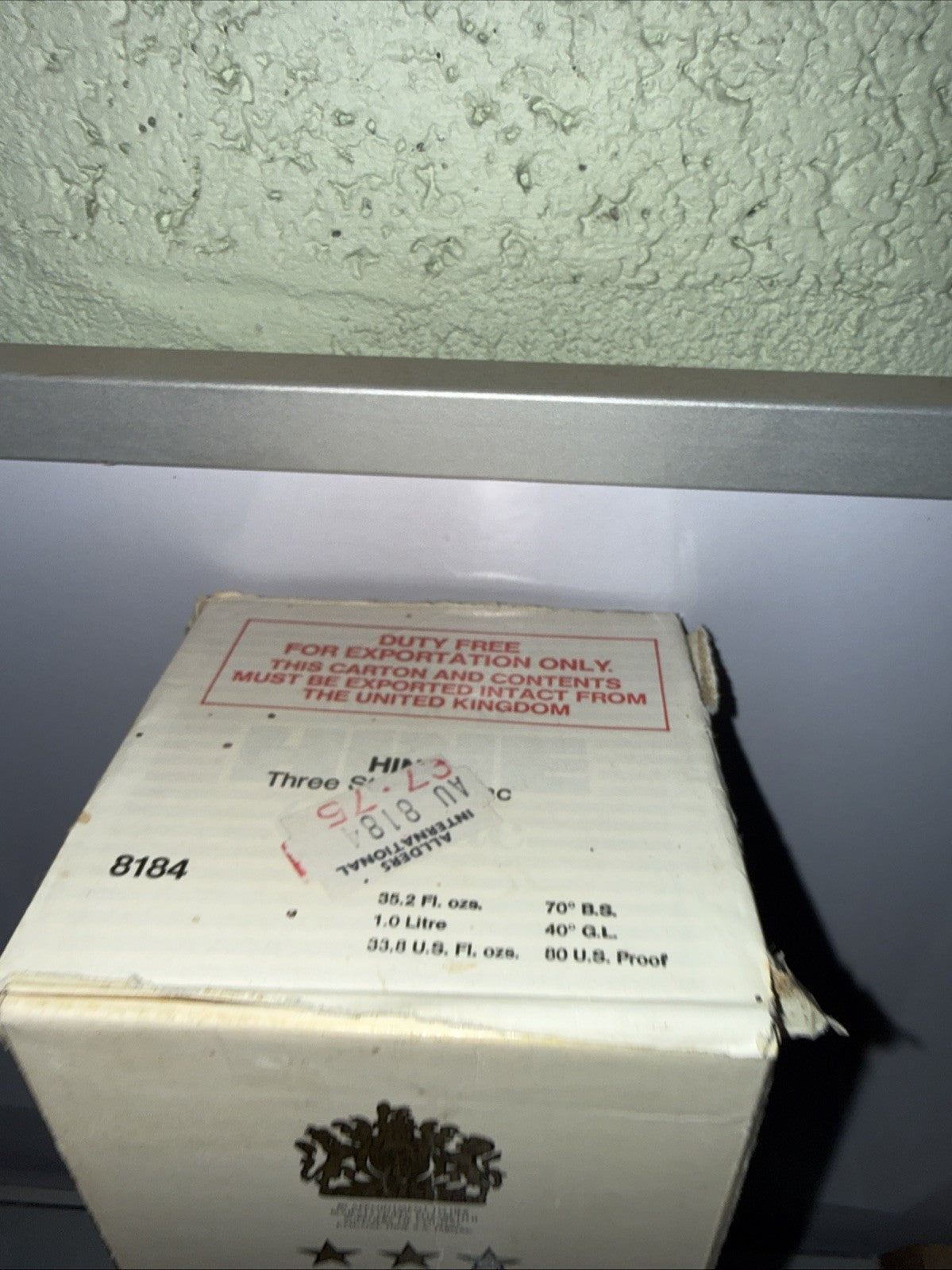 Hine *** De Luxe Cognac 35.2 Fl Oz ( 1L) Bottled 1960s/70s