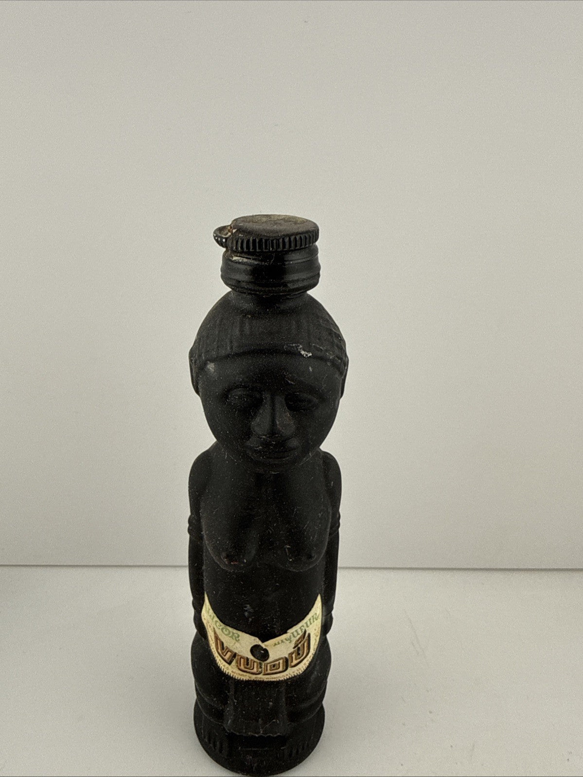 Vintage Licor Vudu Figural Bottle Spain c1950 Full with Tax Stamp