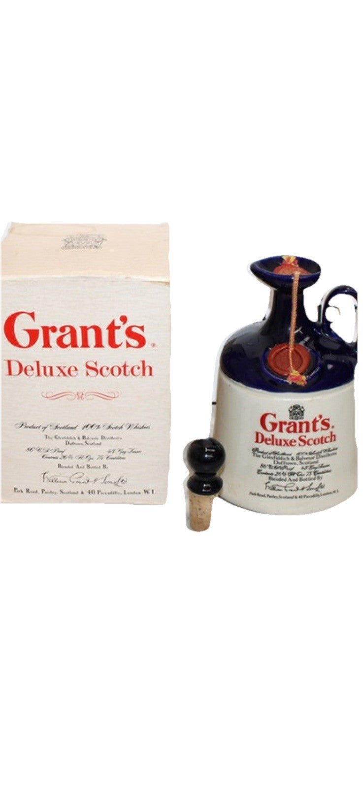 Grants Blended Scotch whisky Decanter ( Full) Bottled 1975 Vintage 50 Yrs Old