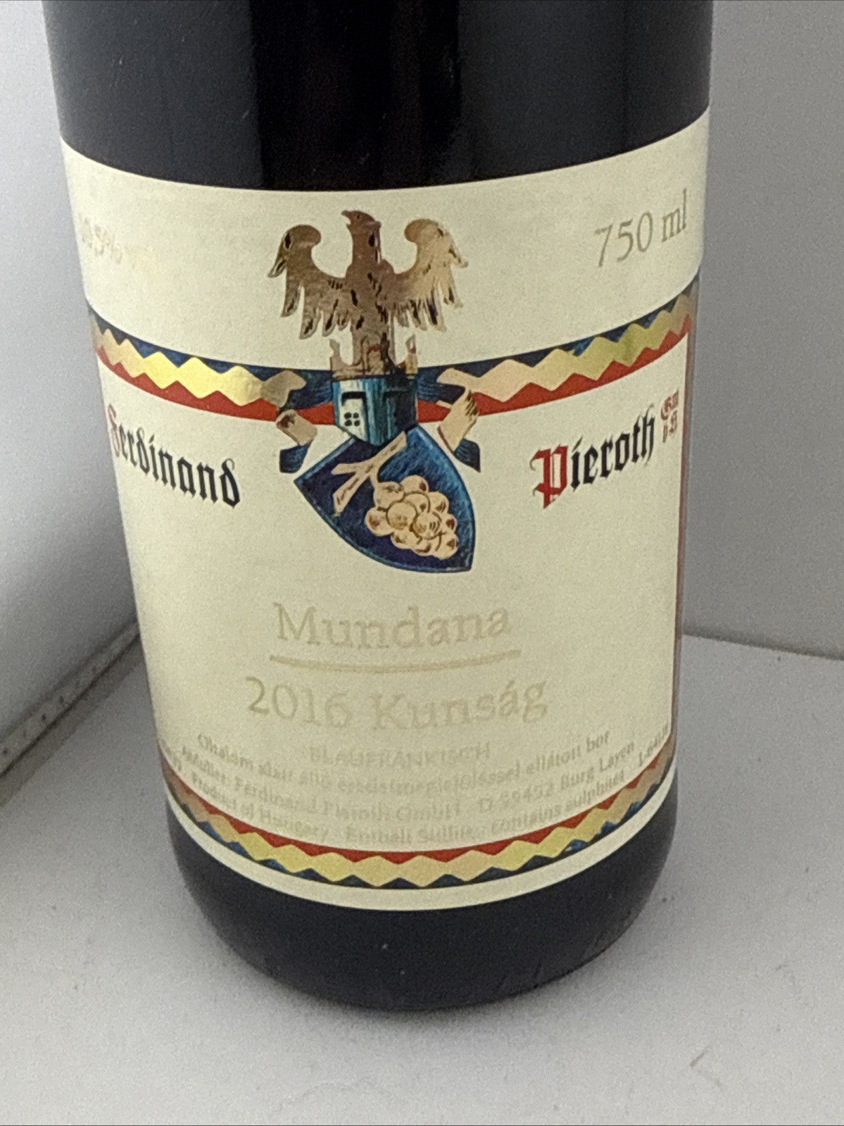 Ferdinand Pieroth Mundana Kunság 2016, sweet red from Hungary