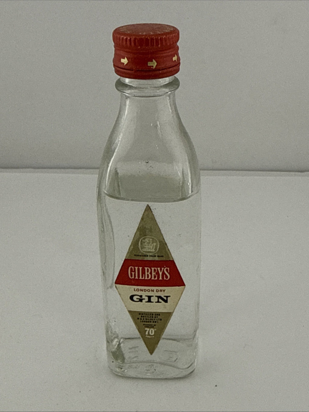 Vintage Gilbey’s London Dry Gin Miniature 70 Proof 1970s