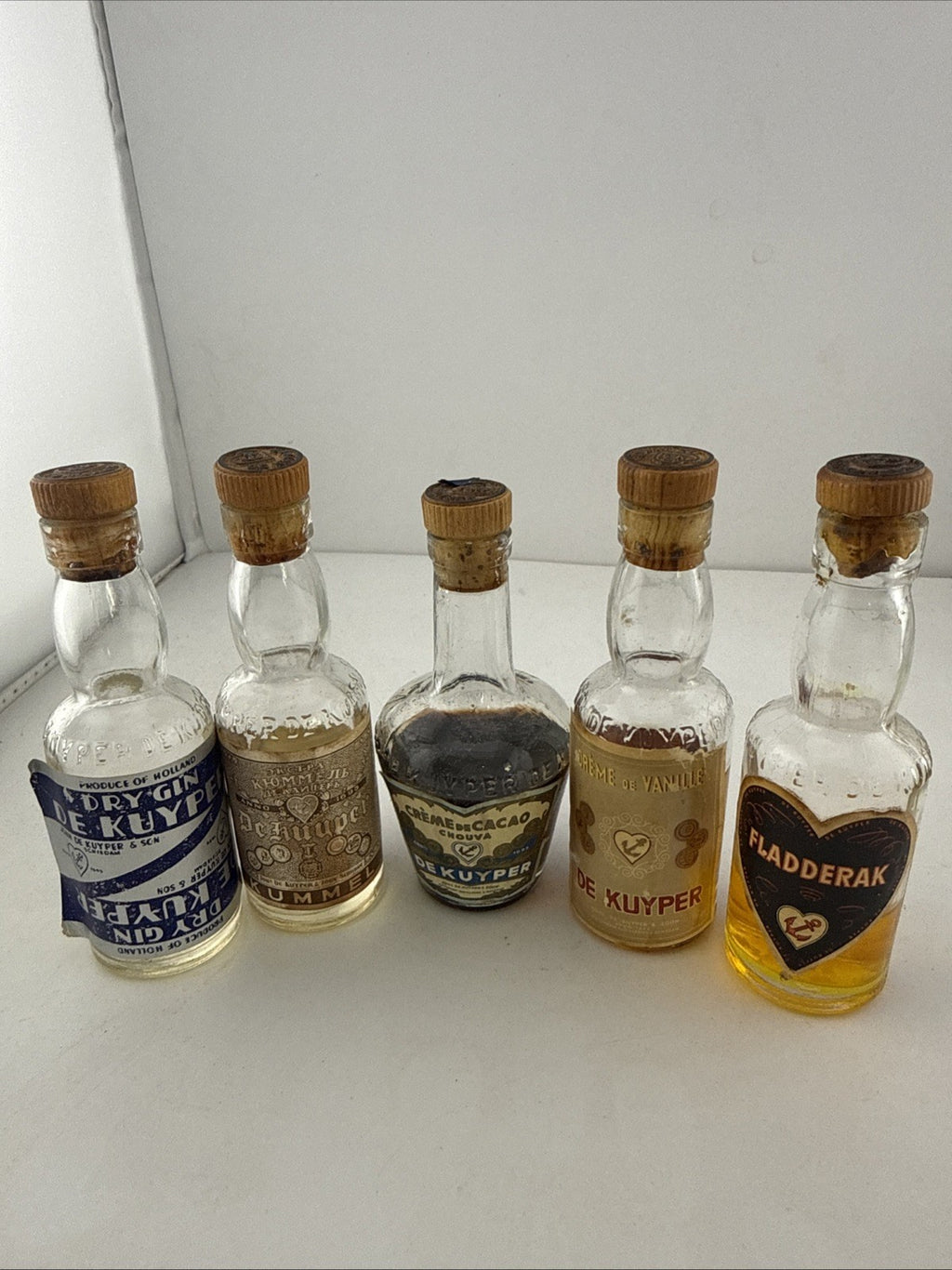 Vintage De Kuyper Miniature Liqueurs Job Lot Gin Kummel Fladderak