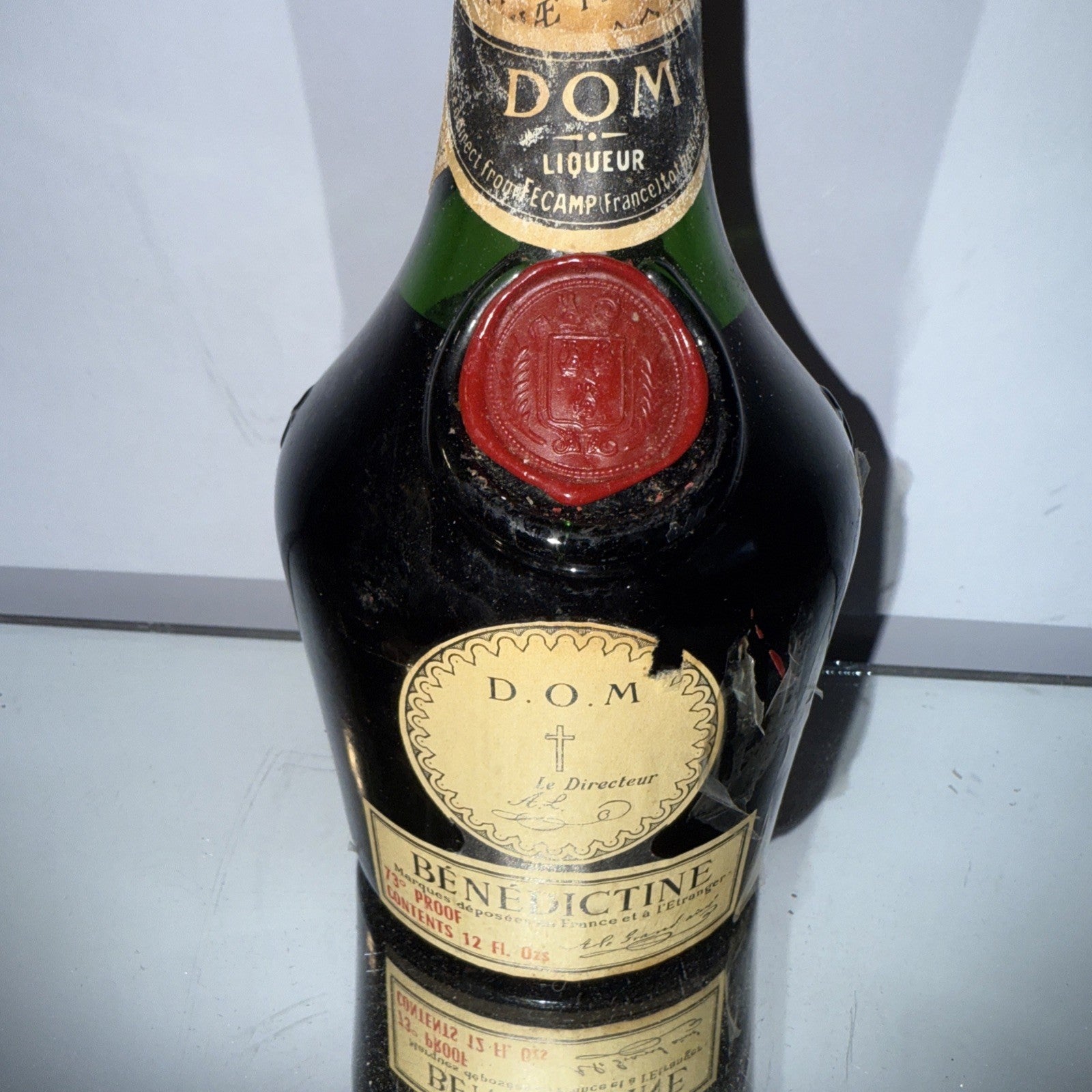 1960s Bottled Dom Benedictine Unusual 12 FL OZ  Size 73% Proof Vintage Matured