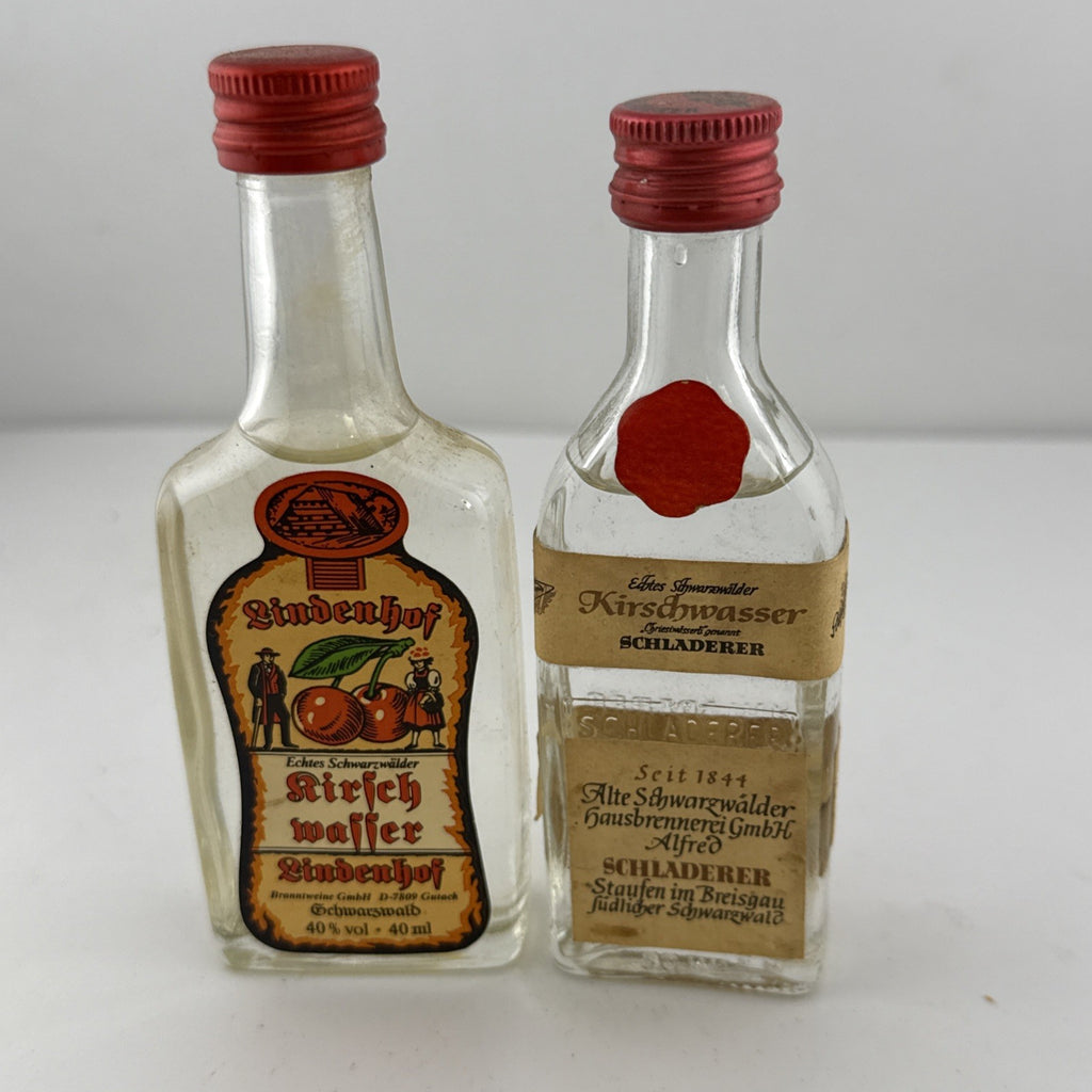 Vintage 1970s German Kirschwasser Miniatures Schladerer Lindenhof 40ml Pair
