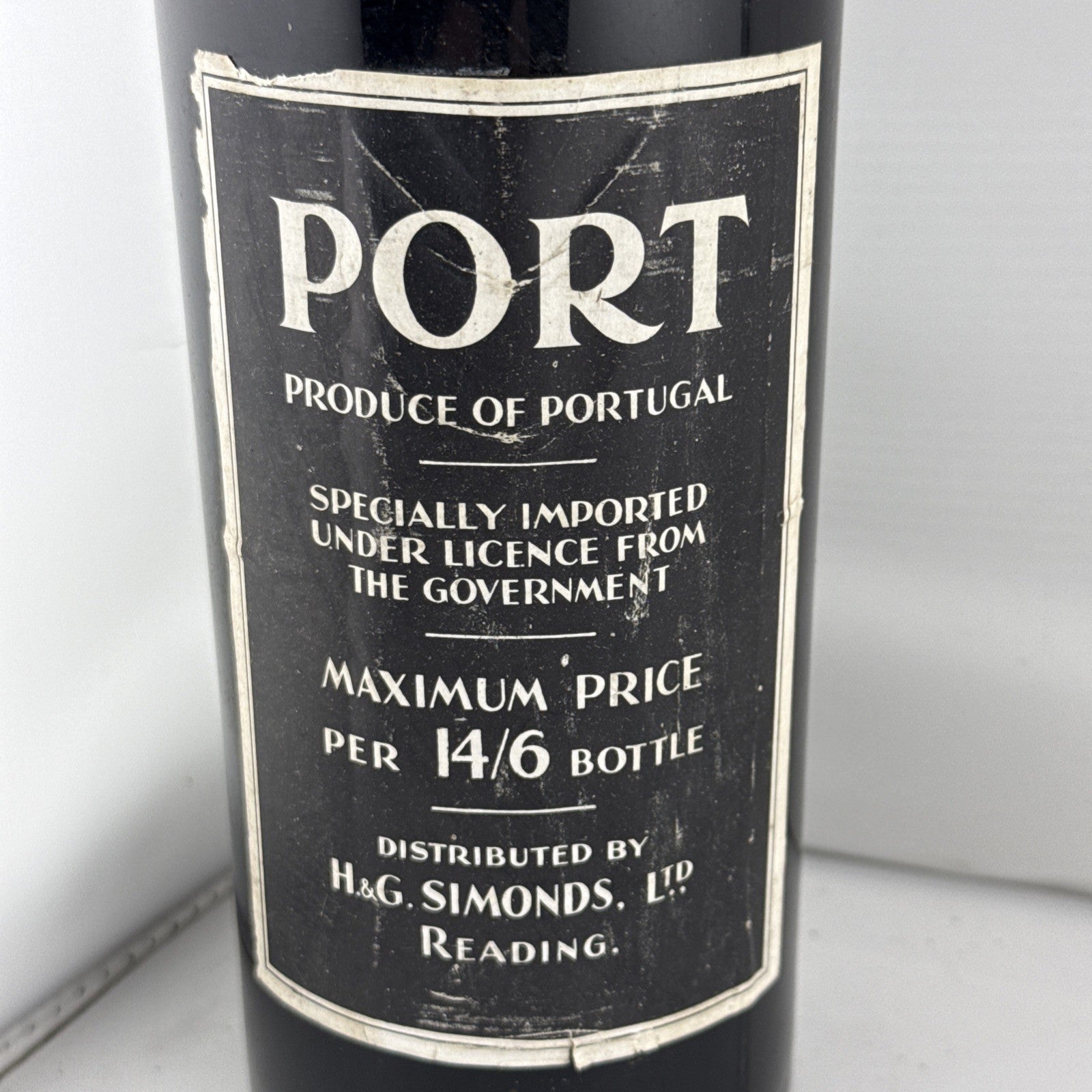 Vintage H & G Simonds Port Portugal Government Licence 14/6 Bottle Pos 1950's