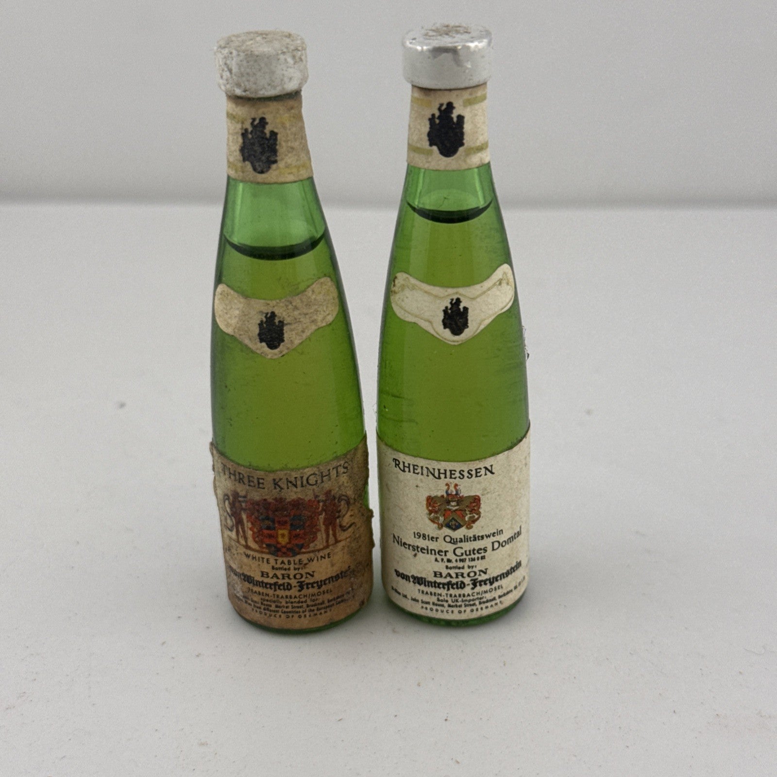 Vintage German Wine Miniatures Pair 1981 Rheinhessen Three Knights