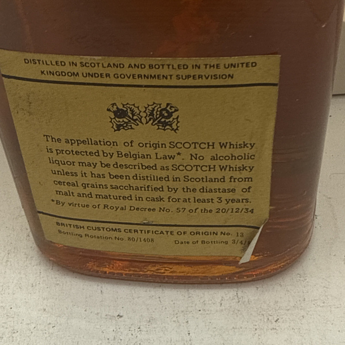 Johnnie Walker Red Label — Bottled 3/4/80 — 75cl — Pre-Diageo — Kilmarnock