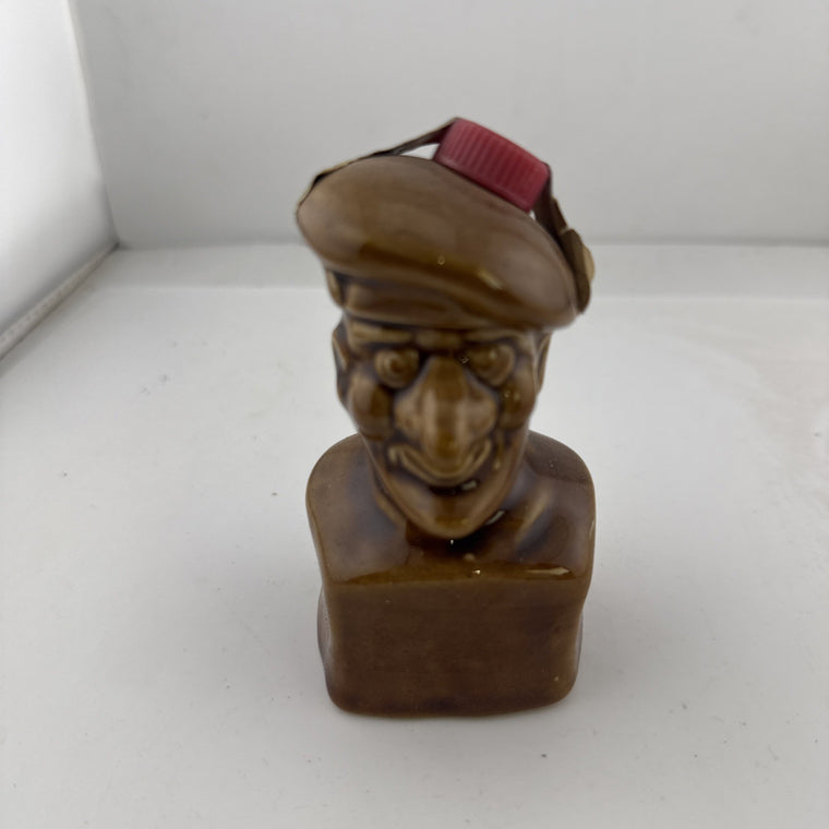 Vintage Miniature Whisky Novelty Character Head Decanter Ceramic Bottle Full