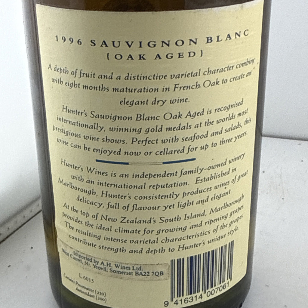 Hunter’s Sauvignon Blanc Oak Aged 1996, Marlborough, New Zealand Cellared Well