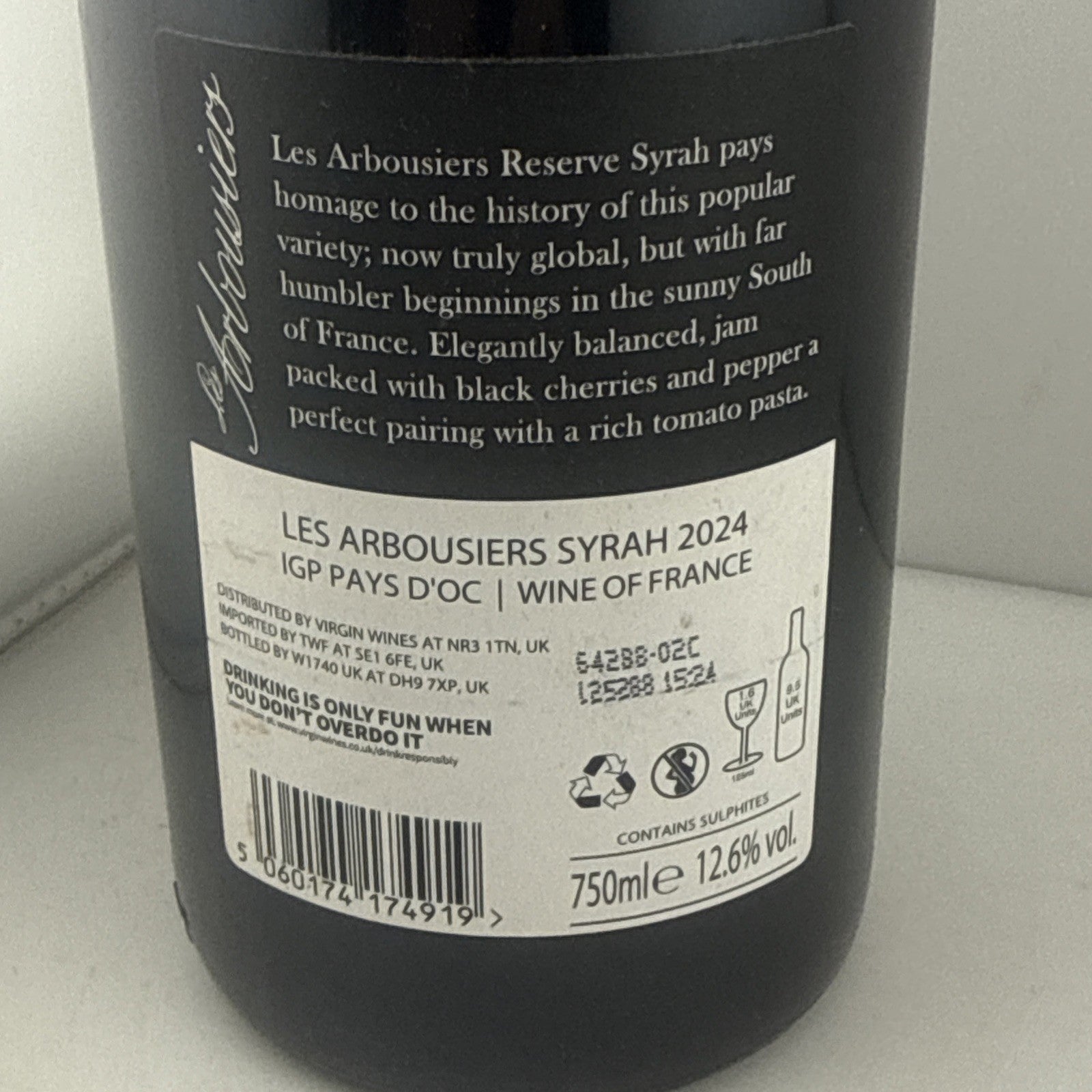 Les Arbousiers Reserve Syrah 2024 IGP Pays d’Oc Red Wine 75cl 12.6%