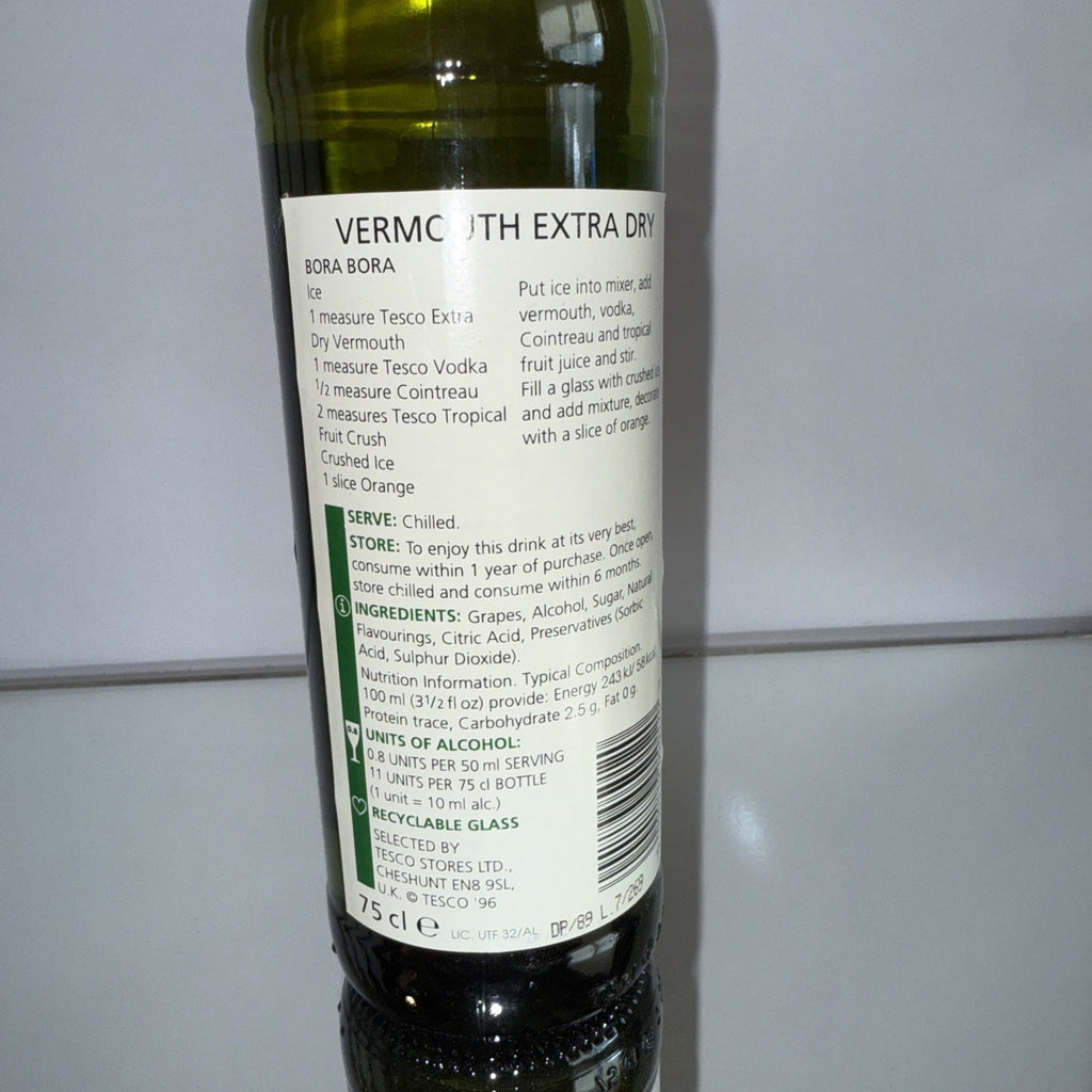 Tesco dry Vermouth 1980s 75cl 14.7% abv