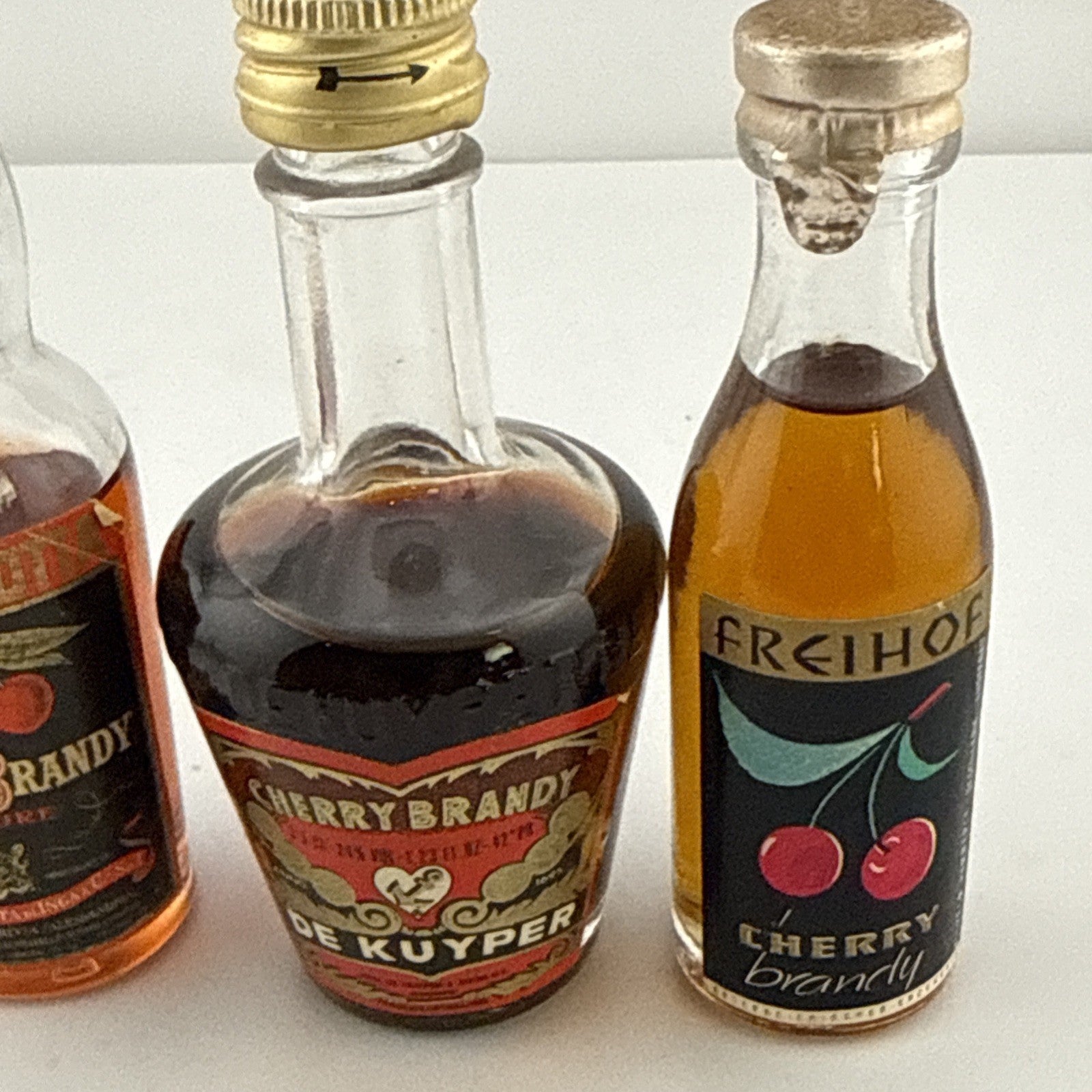 Vintage 1970s Cherry Brandy Miniatures De Kuyper Freihof 5cl Set