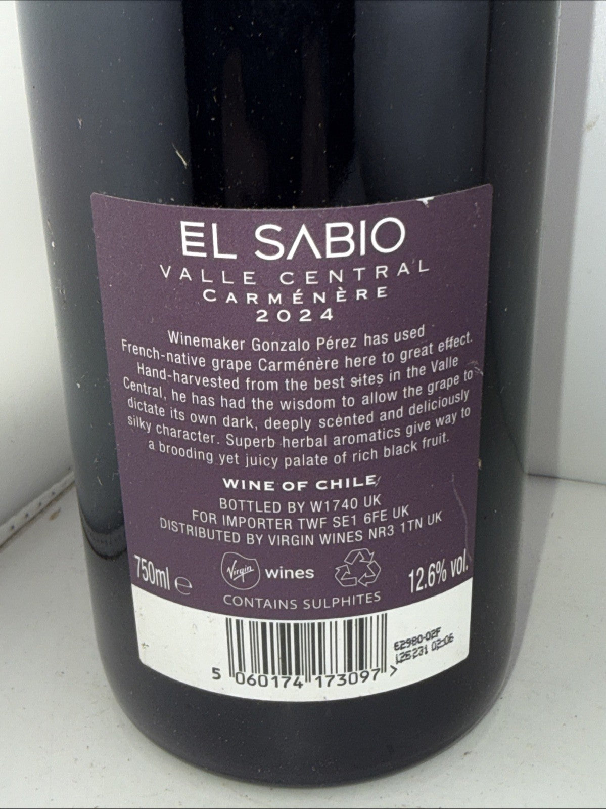 El Sabio Carmenere 2024 Valle Central Chile Red Wine 75cl 12.6%