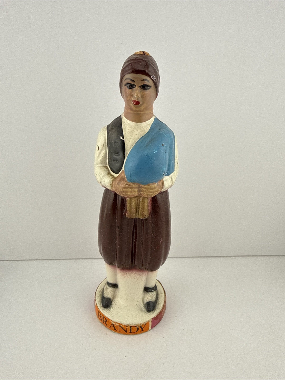 Vintage Spanish Figural Brandy Bottle Santa Maria Mallorca c1960 Full