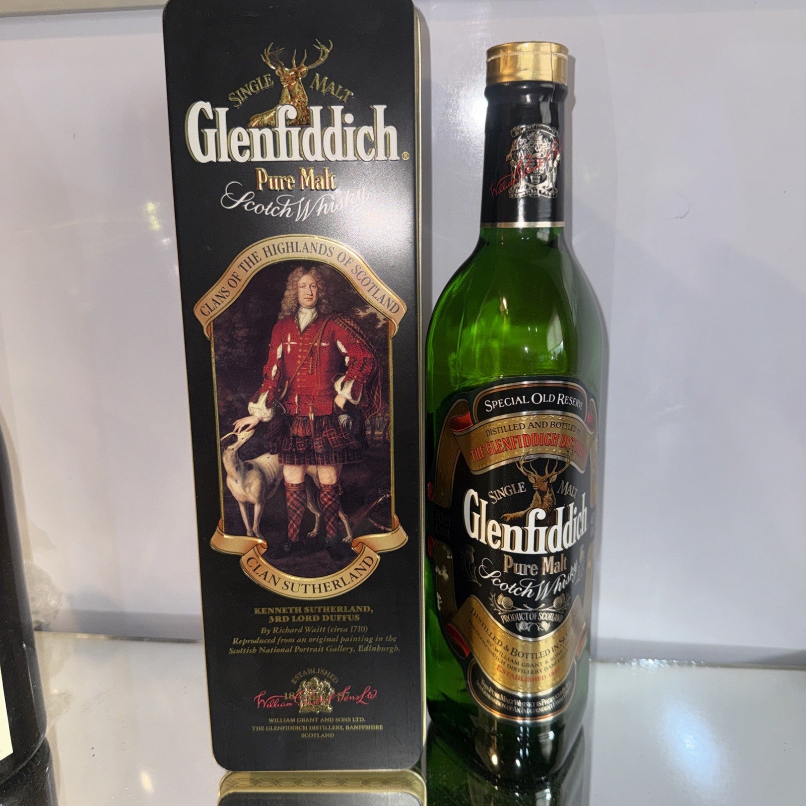 1975-85 Bottle Glenfiddich Special Old Reserve Pure Malt Whisky  Clan Sutherland