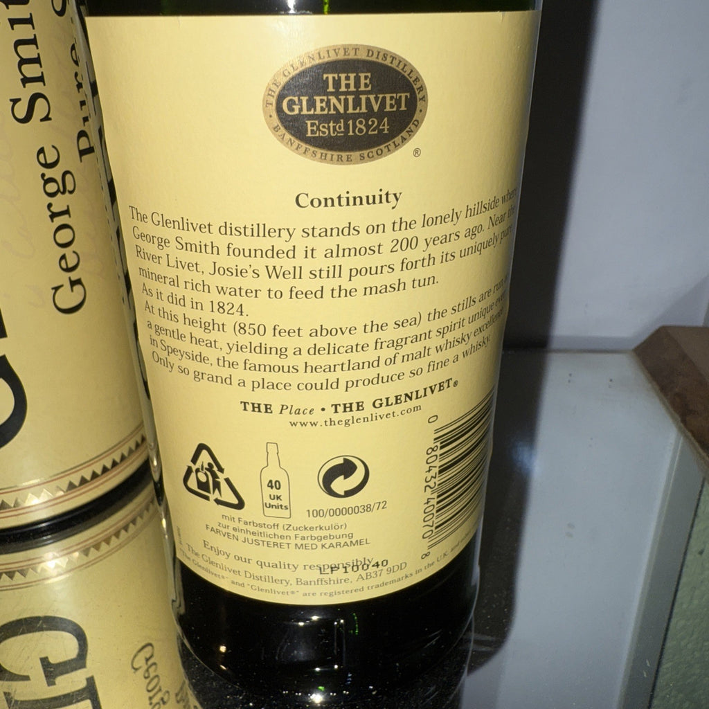Glenlivet 12 Year Old Highland Malt Whisky 1L Dated To 2010 Boxed