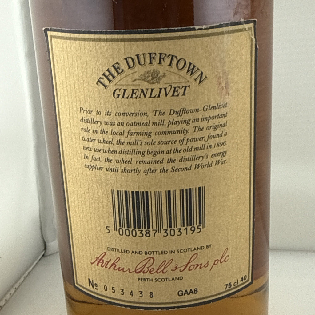Dufftown Glenlivet 10 Year Old Single Malt Scotch Whisky 70cl 40% Bell’s 1980s